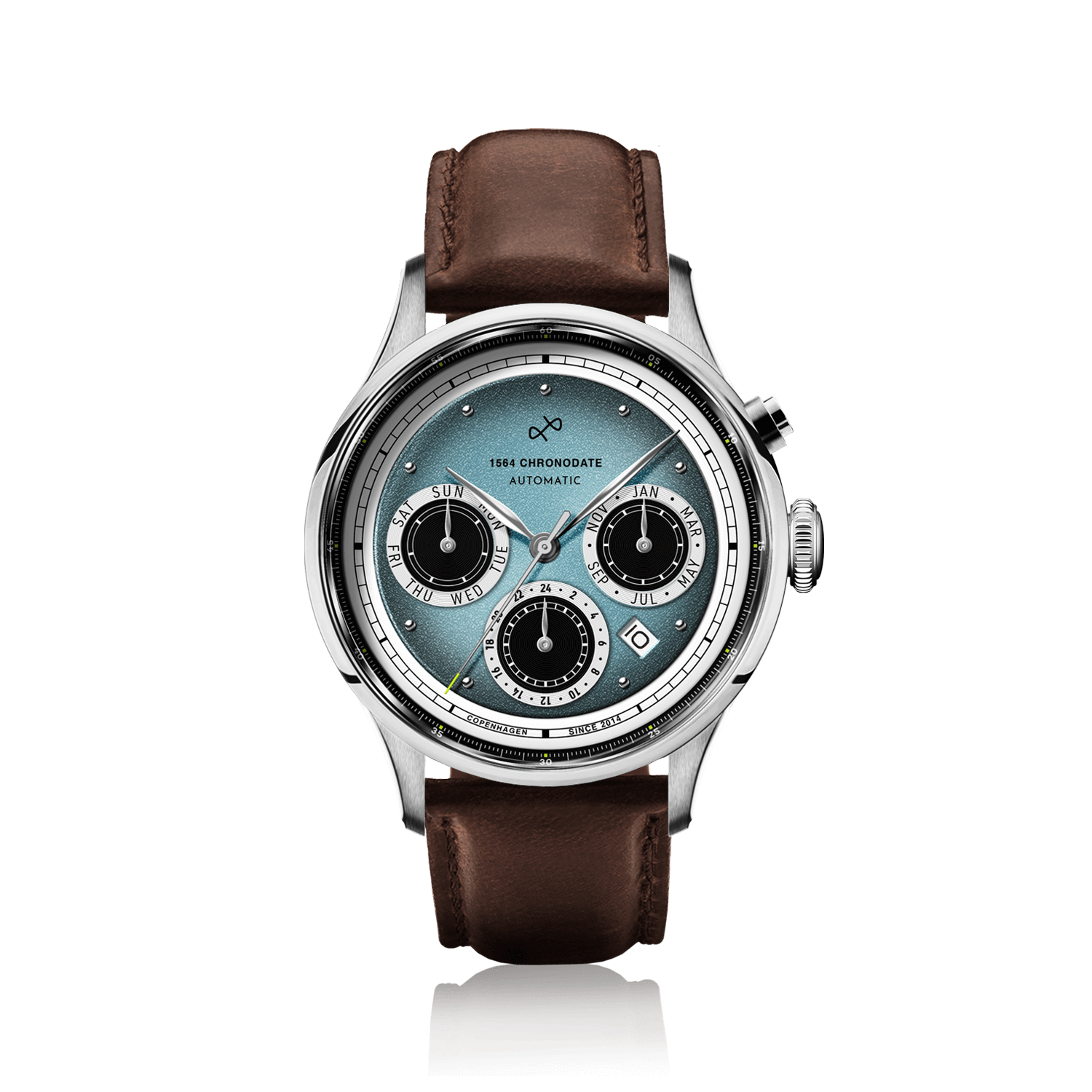 1564 Chronodate Automatic, Steel / Ice Blue