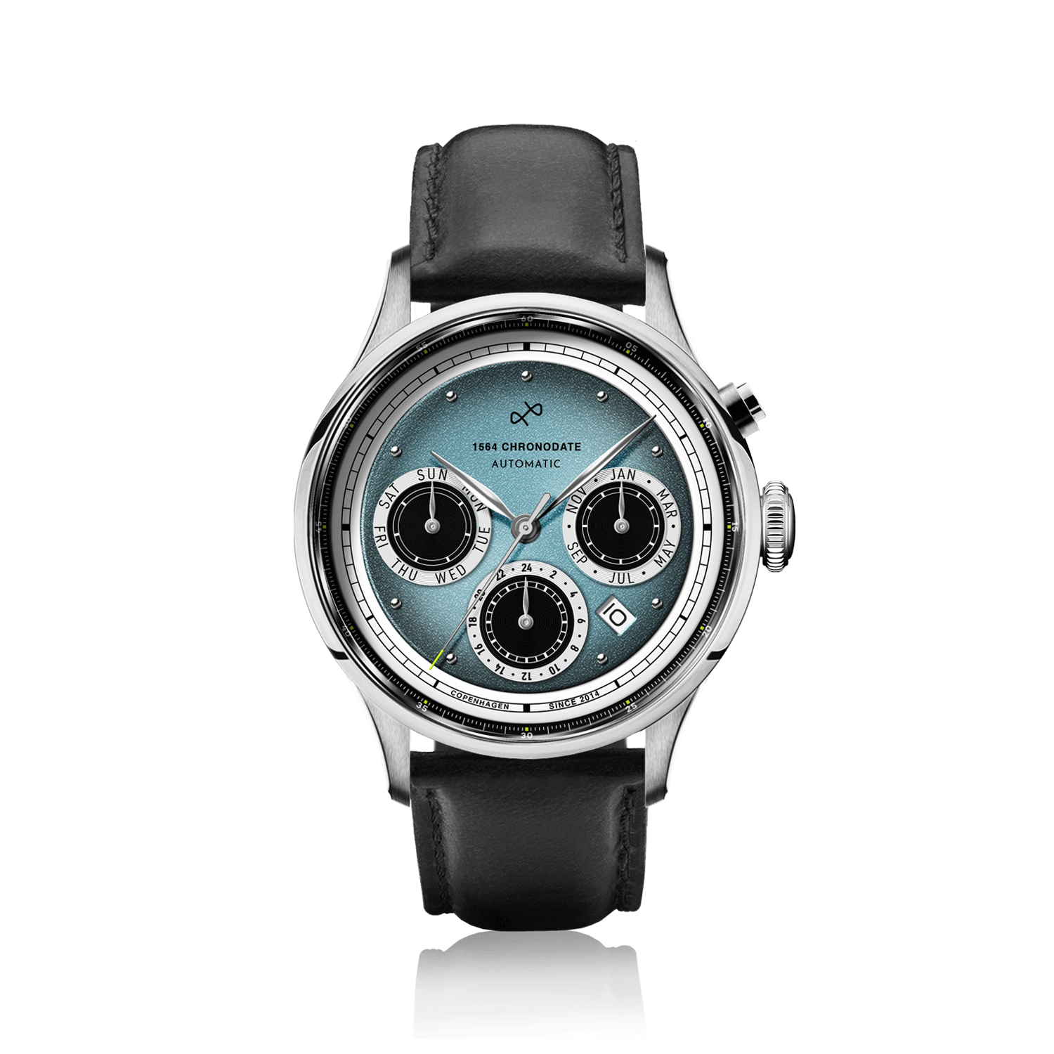 1564 Chronodate Automatic, Steel / Ice Blue