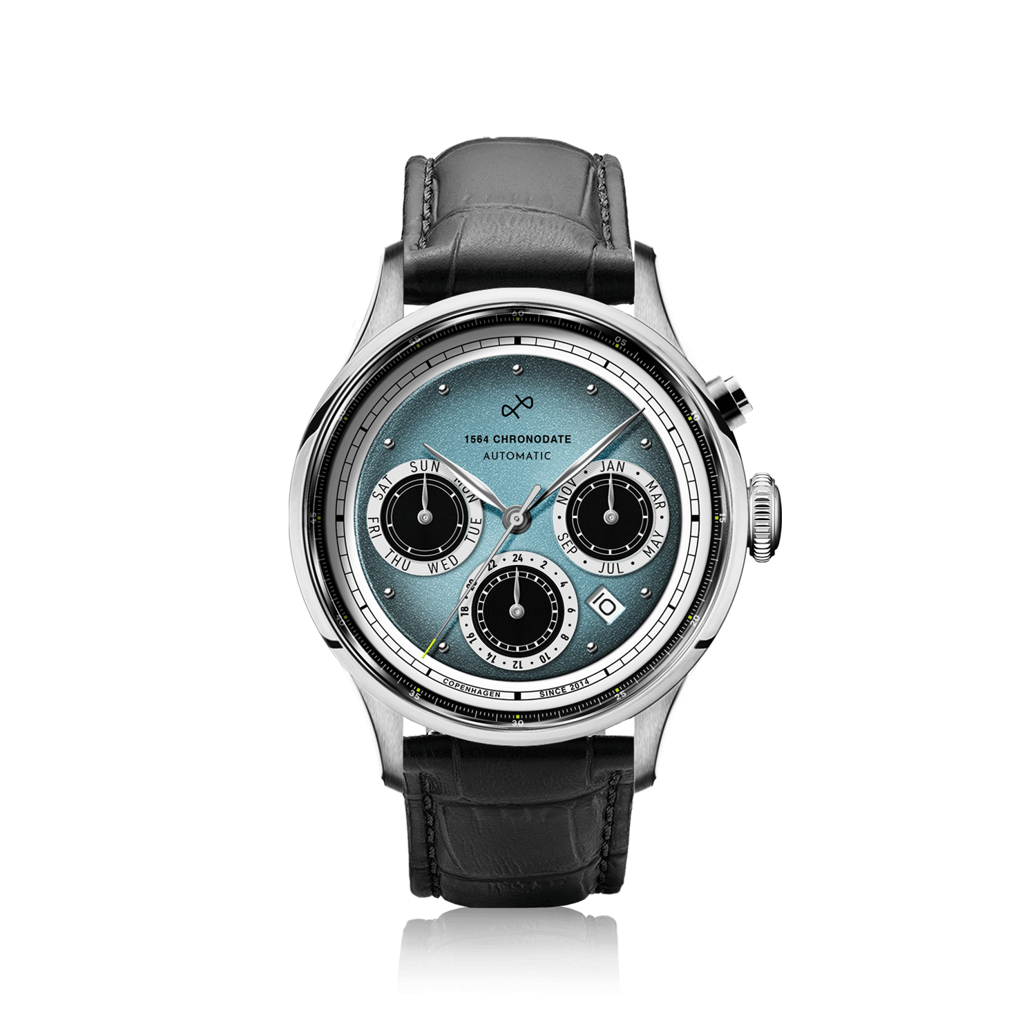 1564 Chronodate Automatic, Steel / Ice Blue