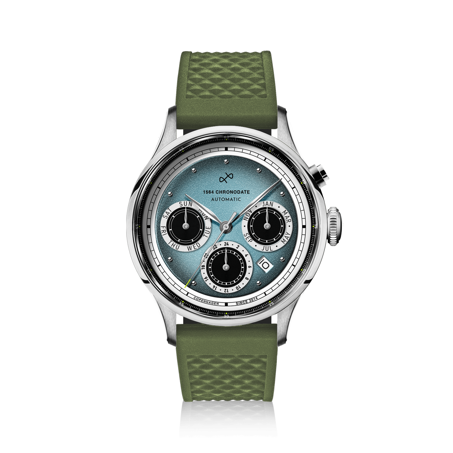 1564 Chronodate Automatic, Steel / Ice Blue