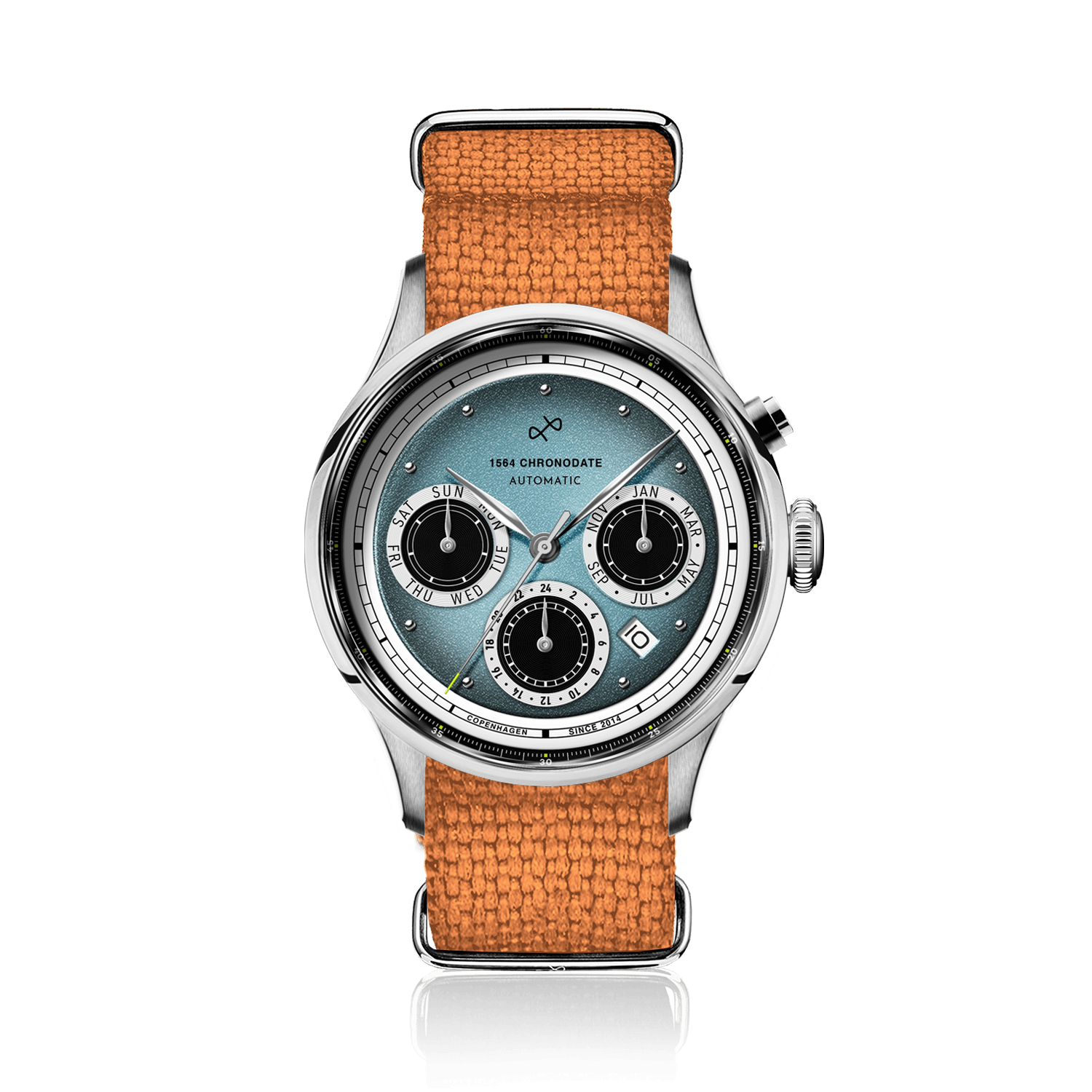1564 Chronodate Automatic, Steel / Ice Blue