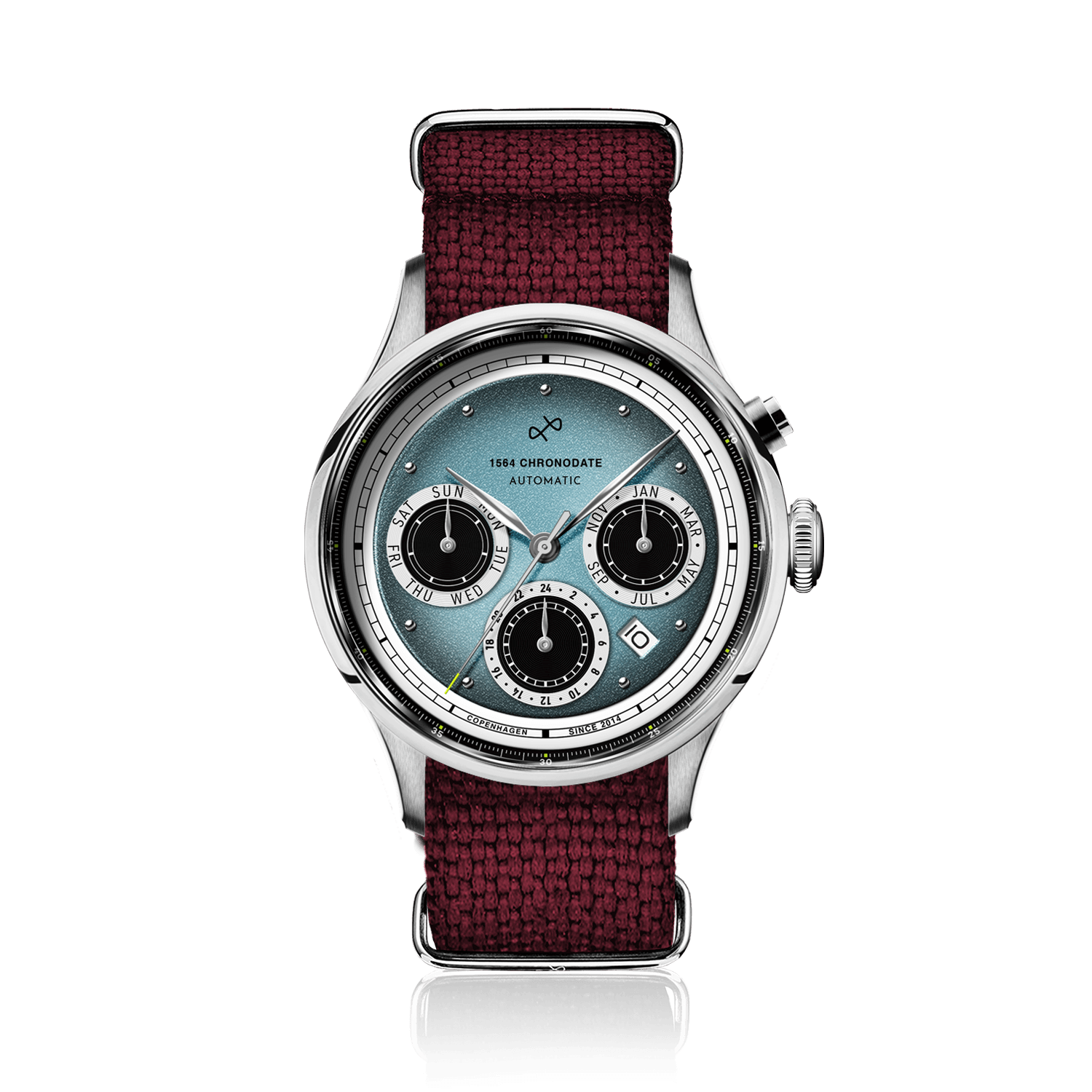 1564 Chronodate Automatic, Steel / Ice Blue