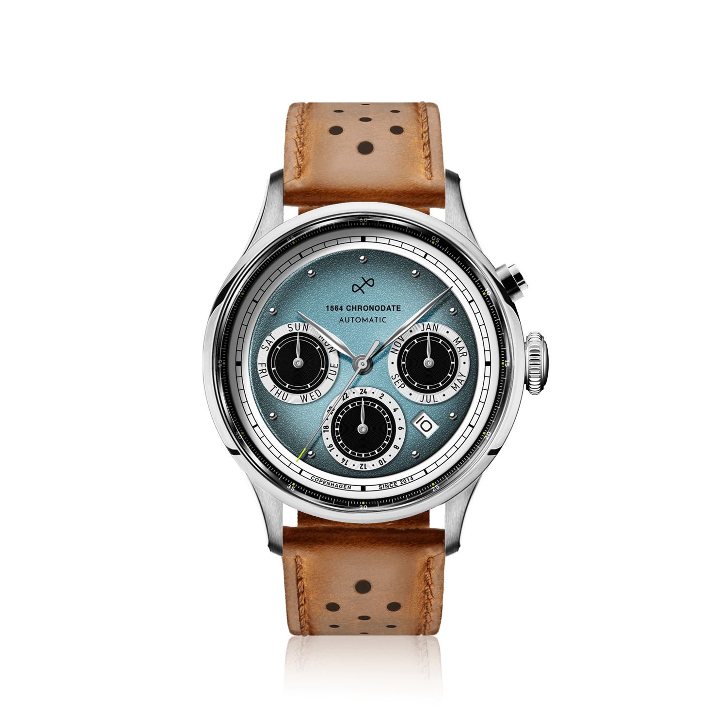 1564 Chronodate Automatic, Steel / Ice Blue