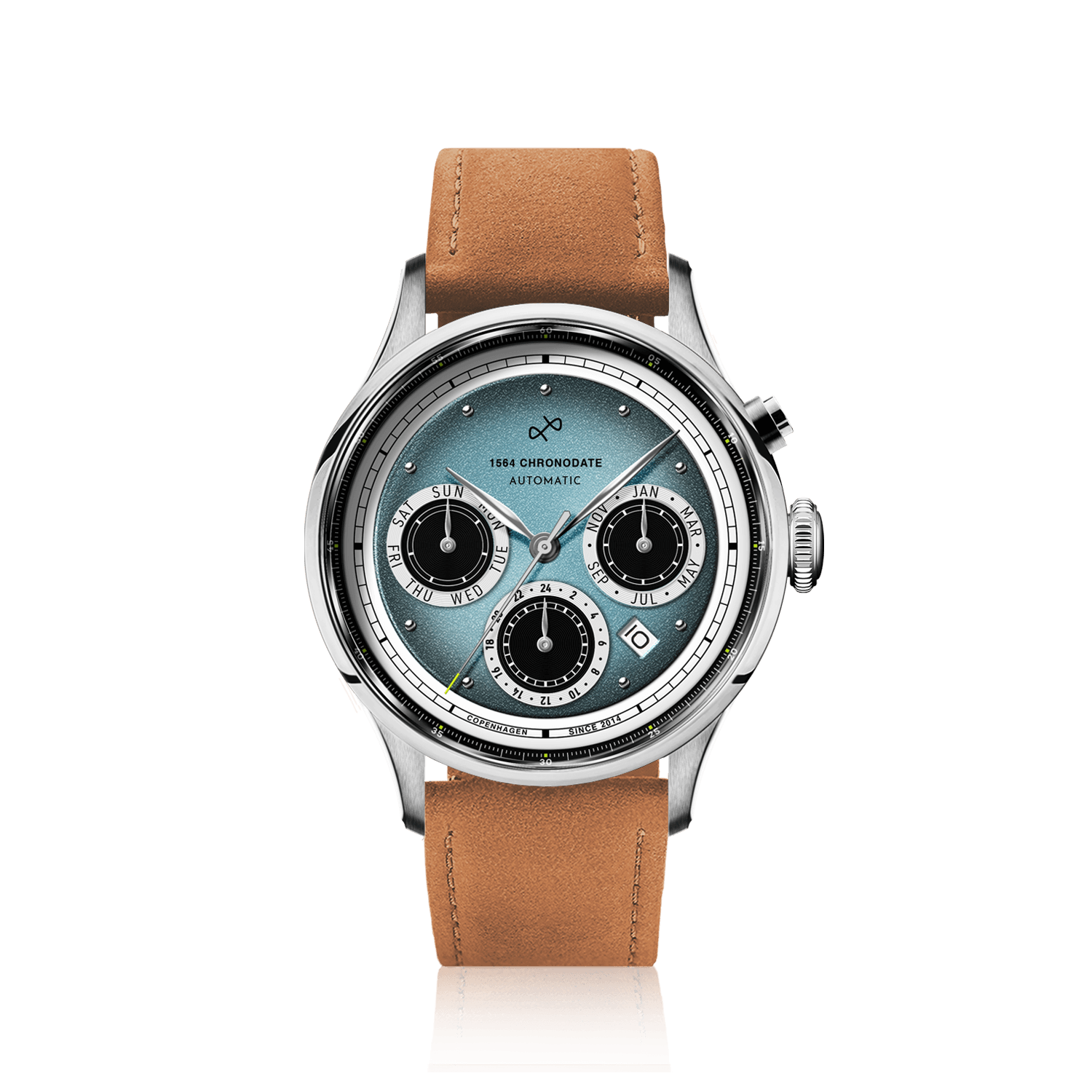 1564 Chronodate Automatic, Steel / Ice Blue
