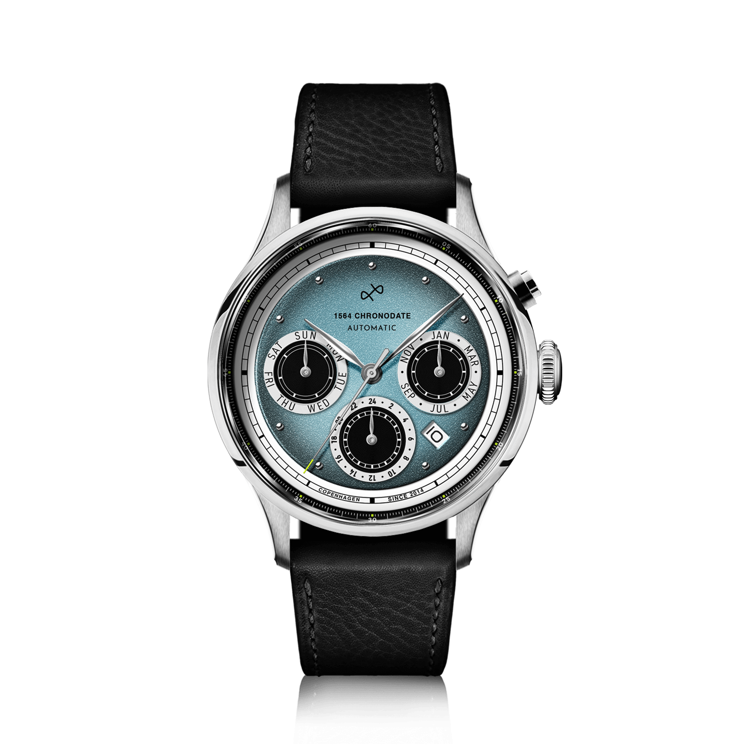 1564 Chronodate Automatic, Steel / Ice Blue