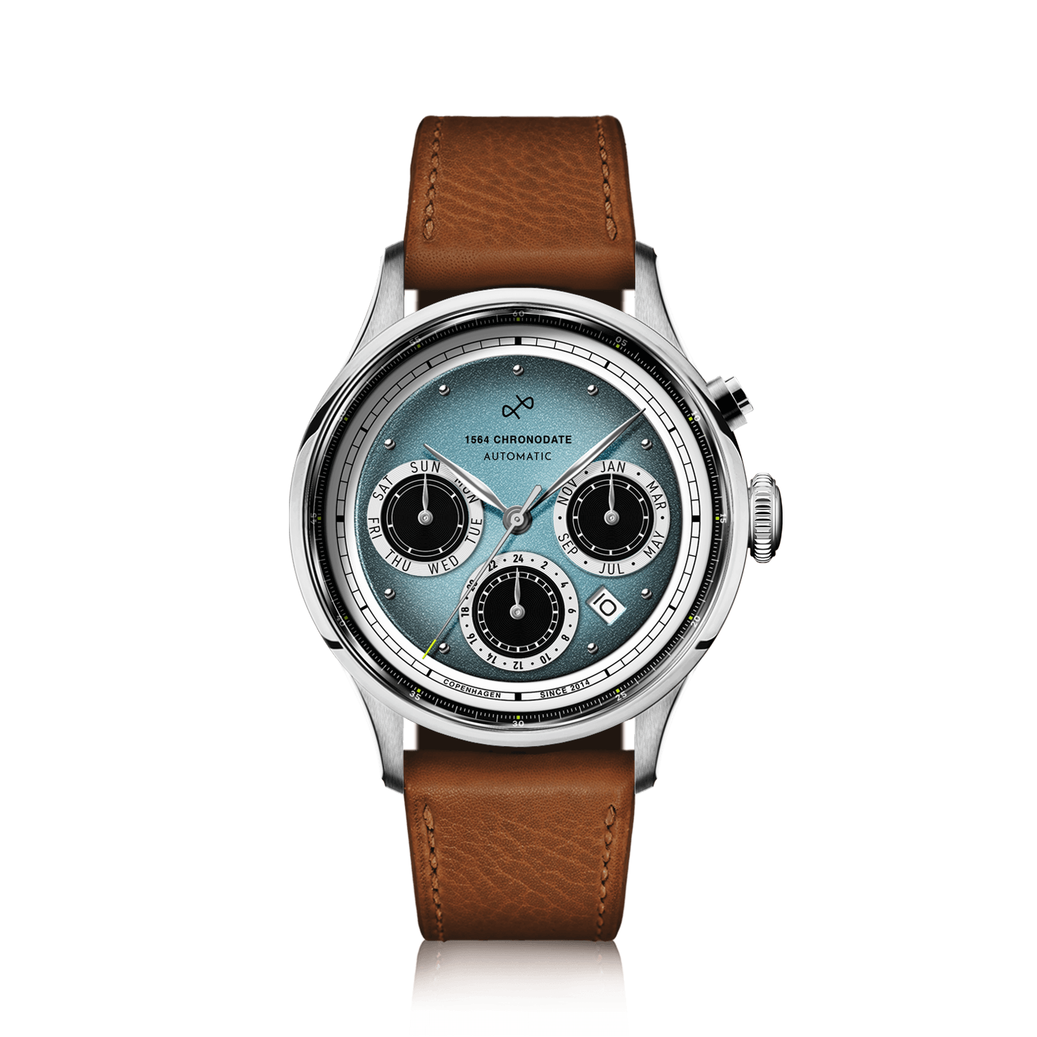 1564 Chronodate Automatic, Steel / Ice Blue
