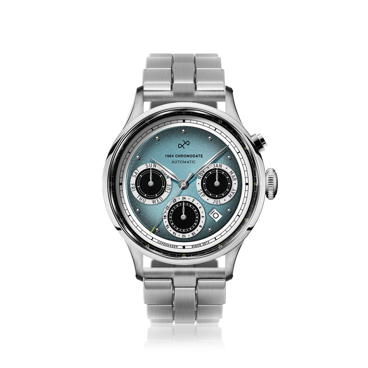 1564 Chronodate Automatic, Steel / Ice Blue