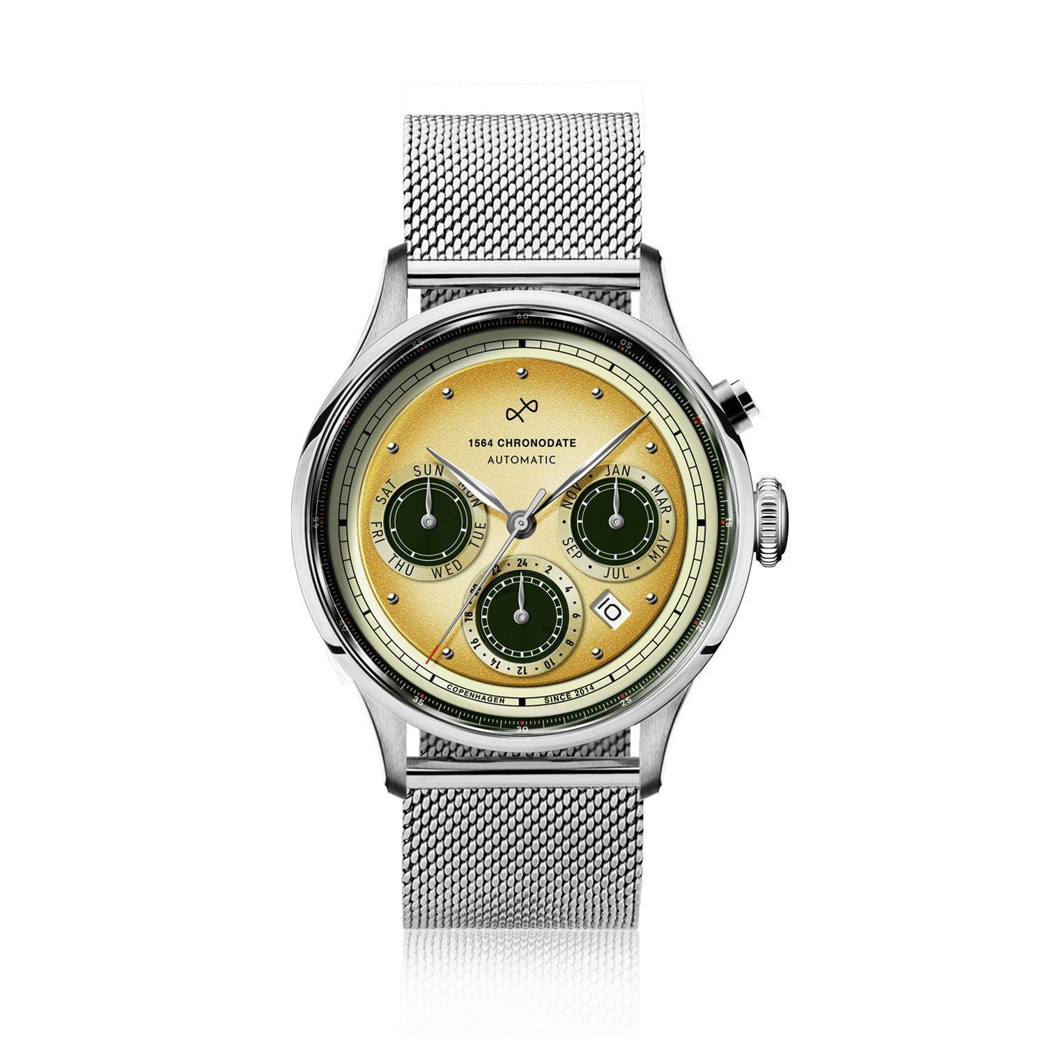 1564 Chronodate Automatic, Steel / Limoncello