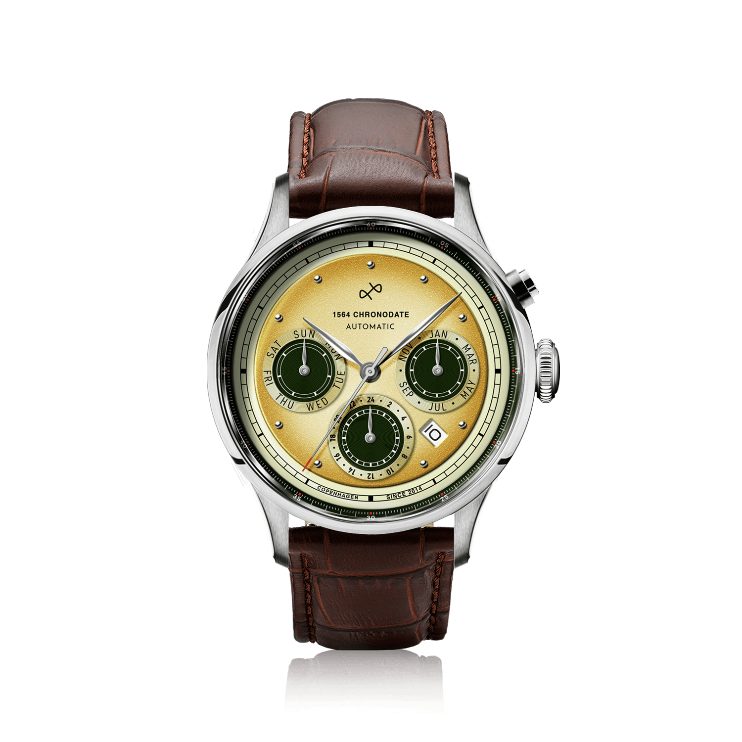 1564 Chronodate Automatic, Steel / Limoncello
