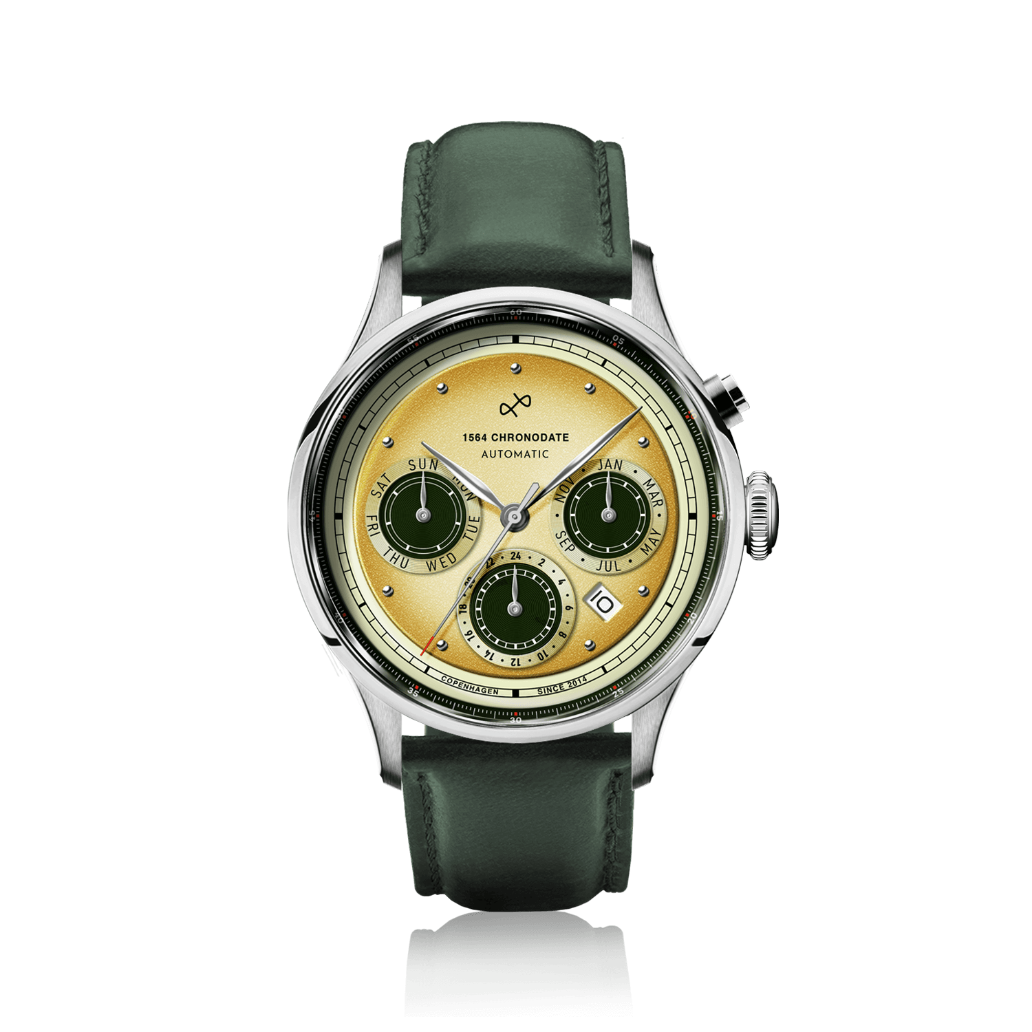 1564 Chronodate Automatic, Steel / Limoncello