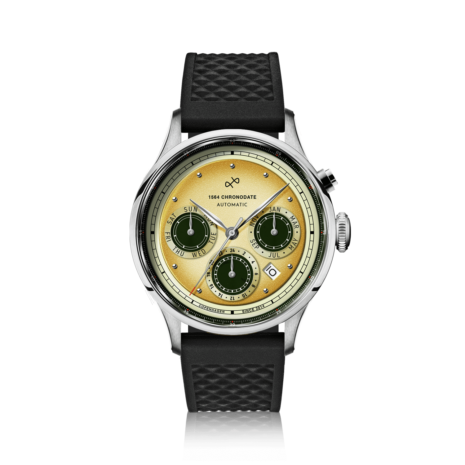 1564 Chronodate Automatic, Steel / Limoncello