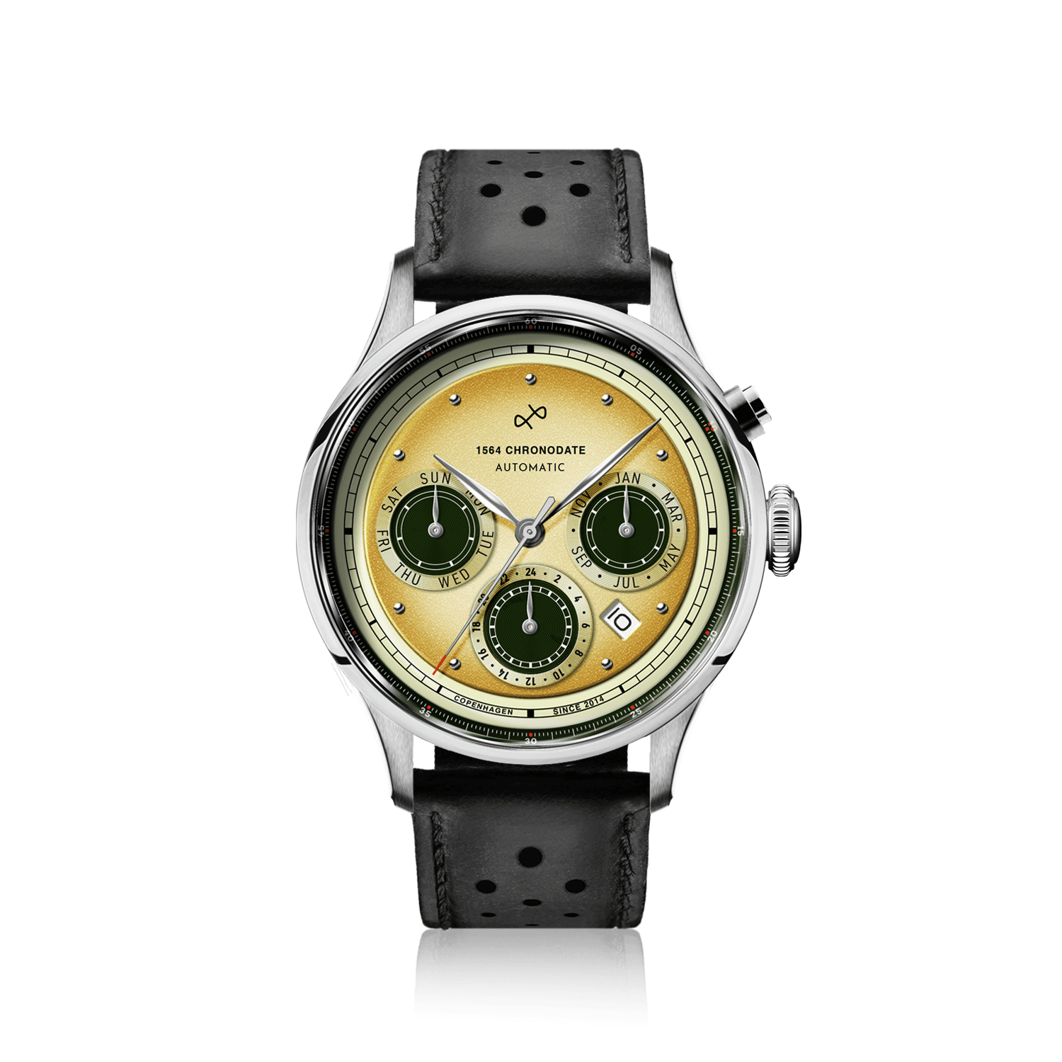 1564 Chronodate Automatic, Steel / Limoncello