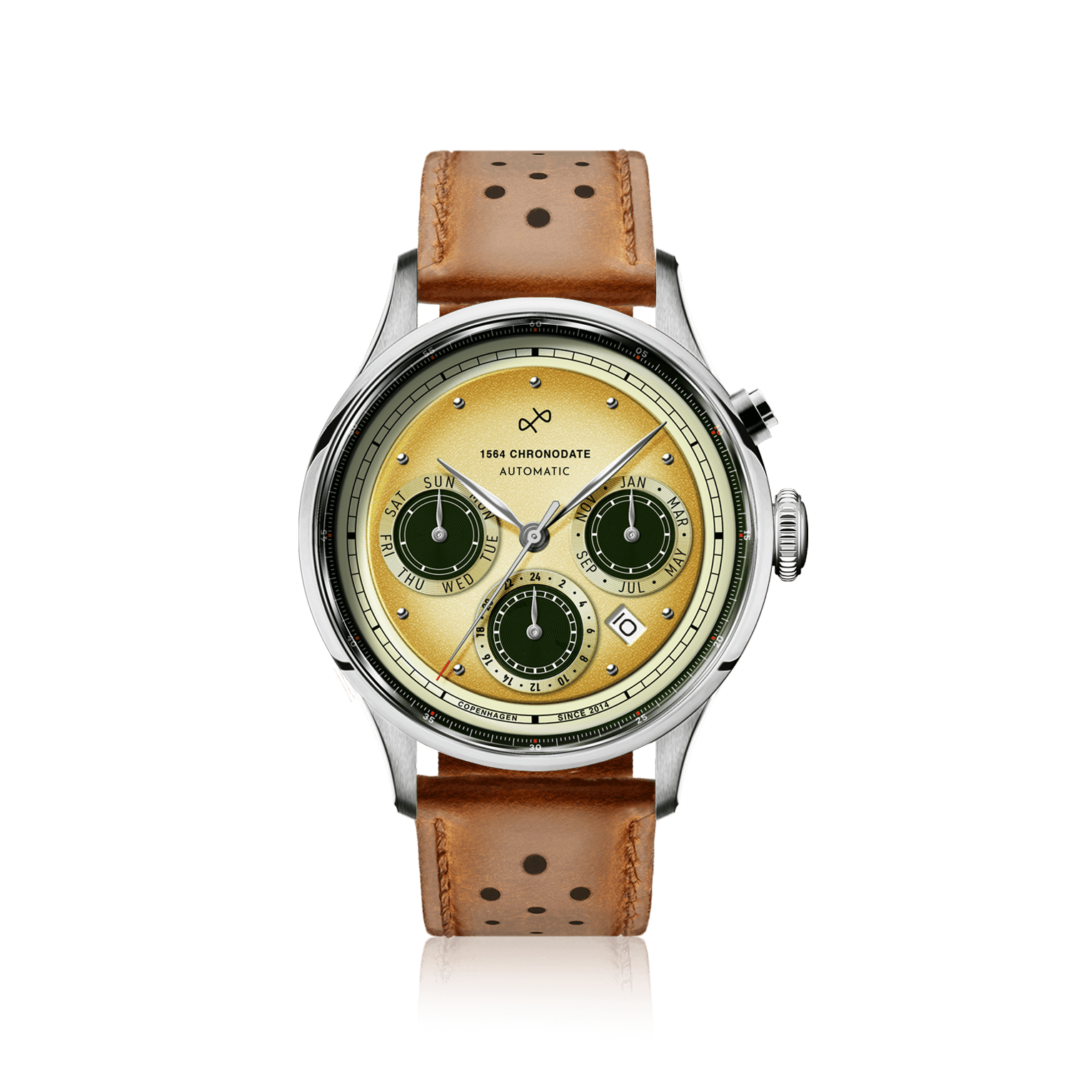 1564 Chronodate Automatic, Steel / Limoncello