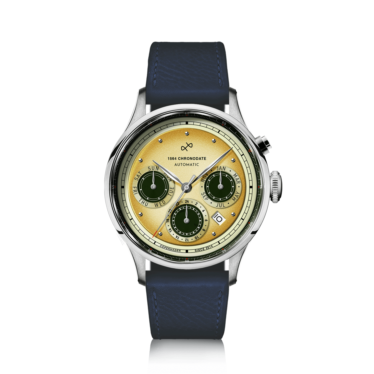 1564 Chronodate Automatic, Steel / Limoncello