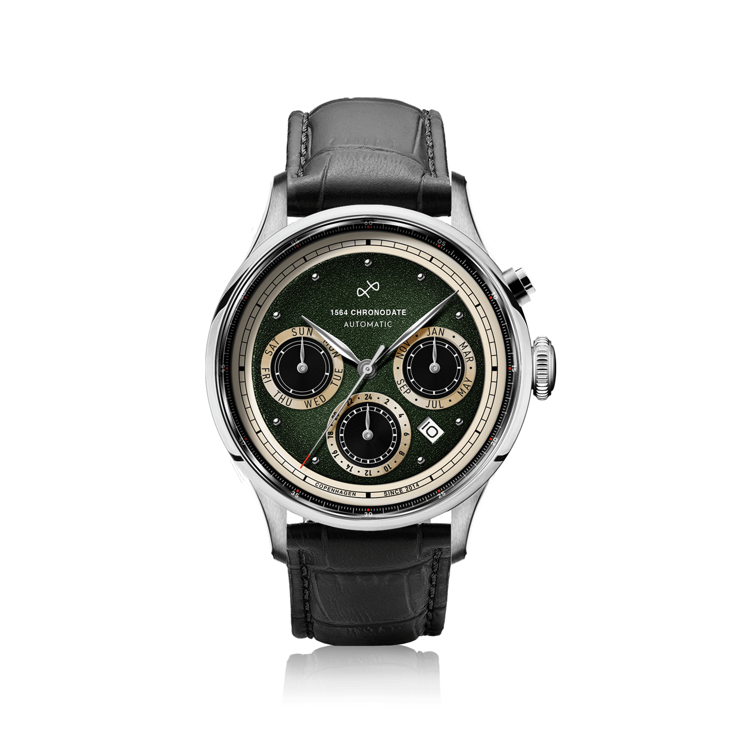1564 Chronodate Automatic, Steel / Garnish Green