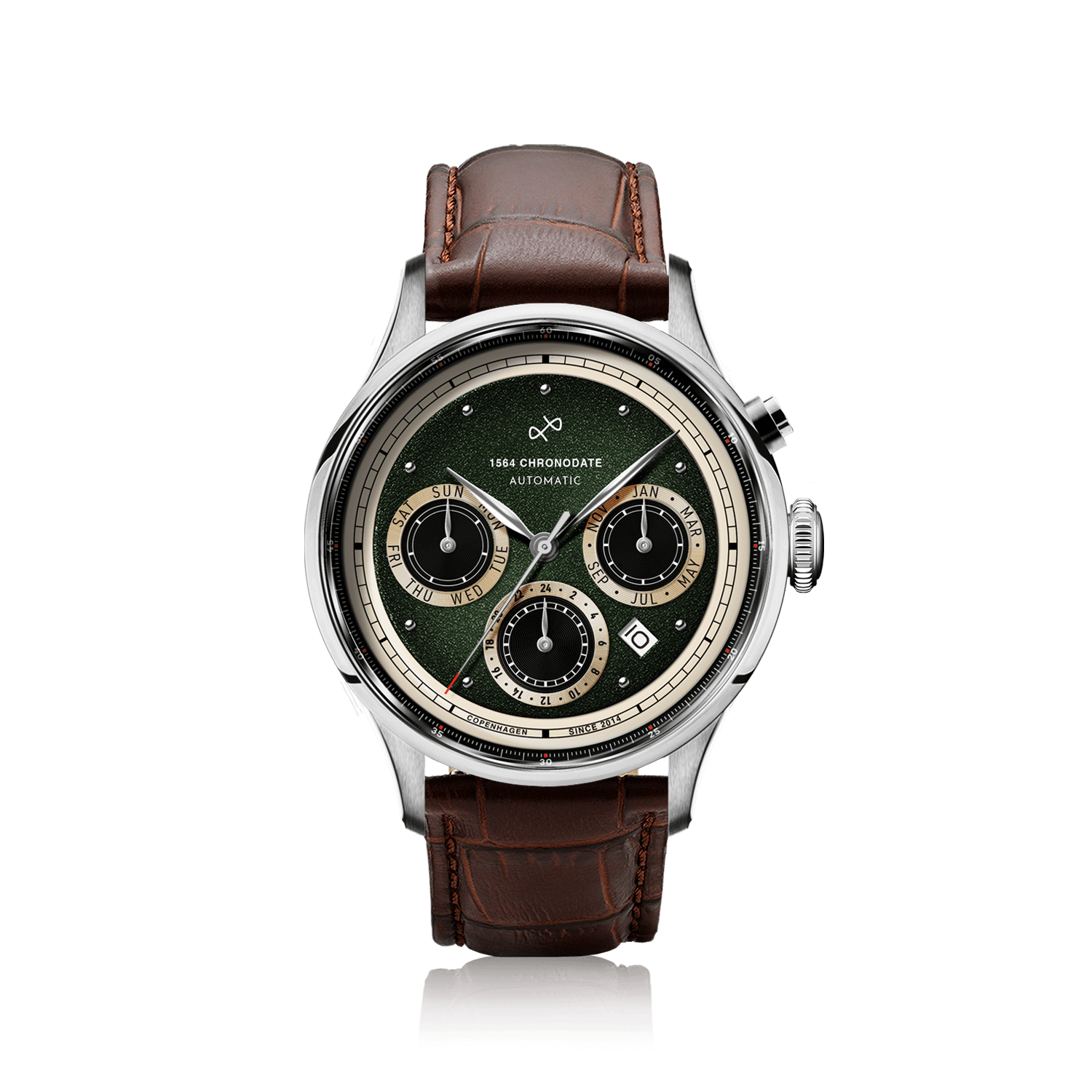 1564 Chronodate Automatic, Steel / Garnish Green