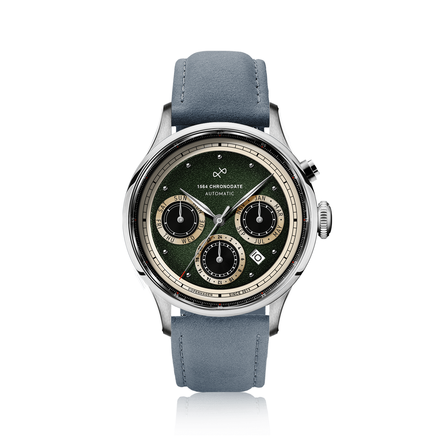 1564 Chronodate Automatic, Steel / Garnish Green