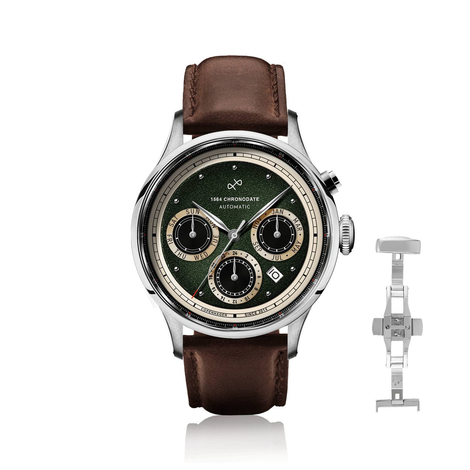 1564 Chronodate Automatic, Steel / Garnish Green