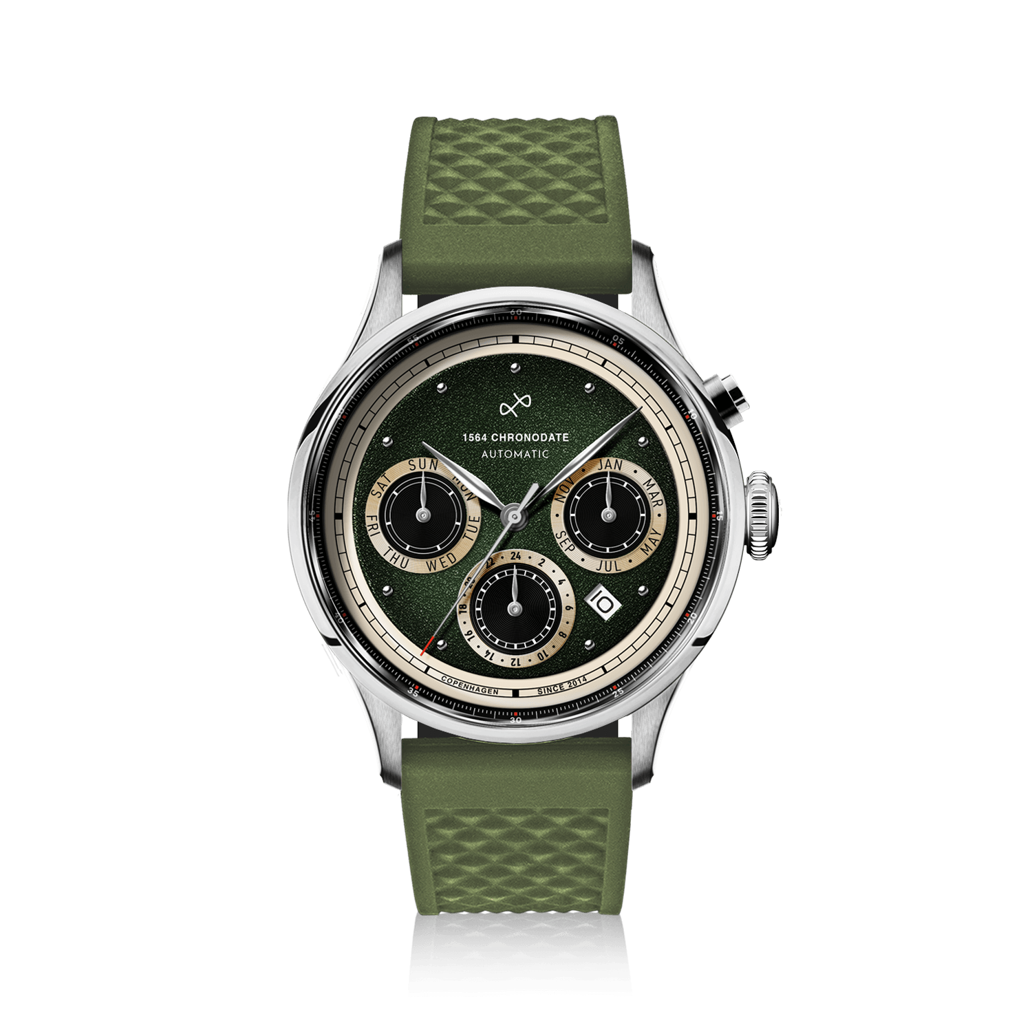 1564 Chronodate Automatic, Steel / Garnish Green