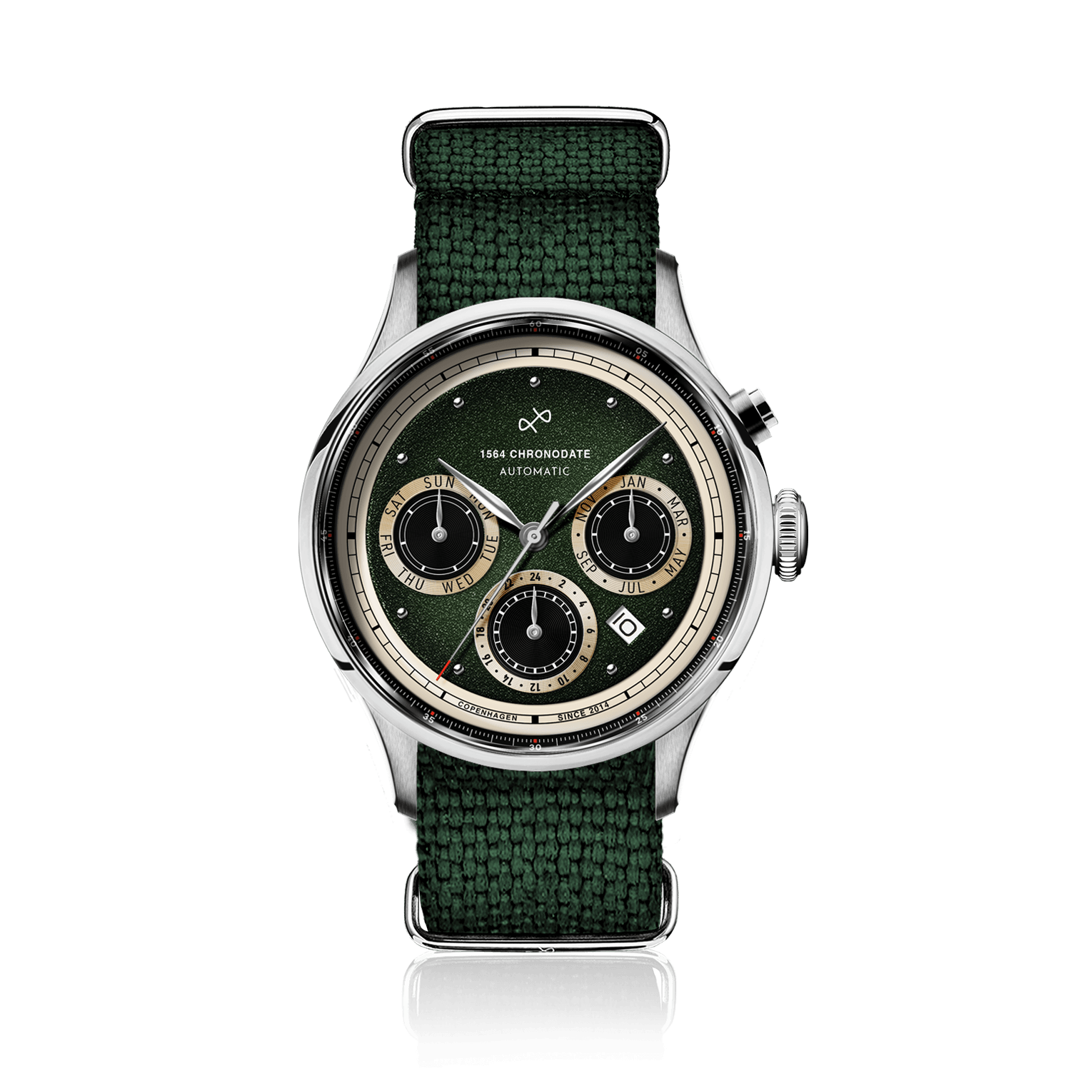 1564 Chronodate Automatic, Steel / Garnish Green