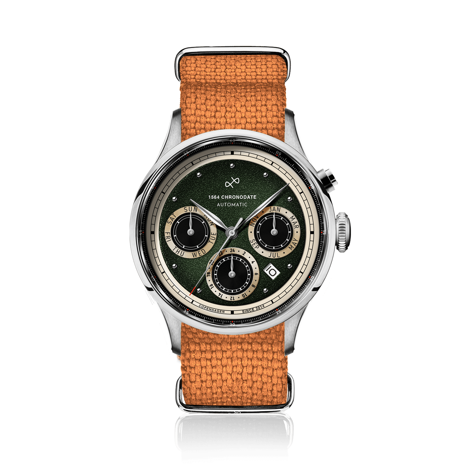 1564 Chronodate Automatic, Steel / Garnish Green