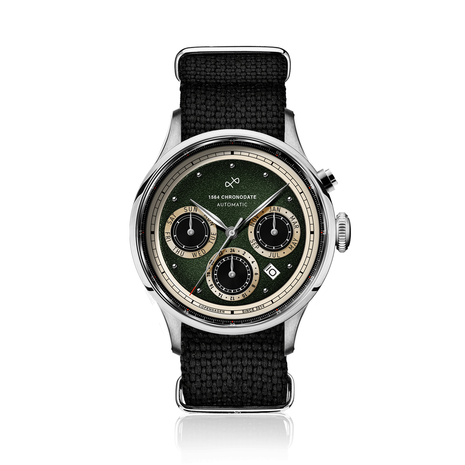 1564 Chronodate Automatic, Steel / Garnish Green