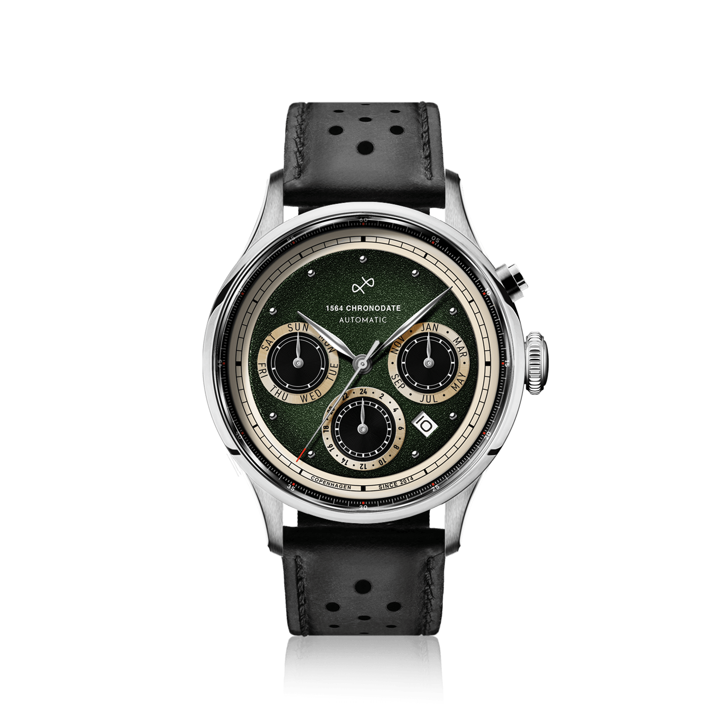 1564 Chronodate Automatic, Steel / Garnish Green