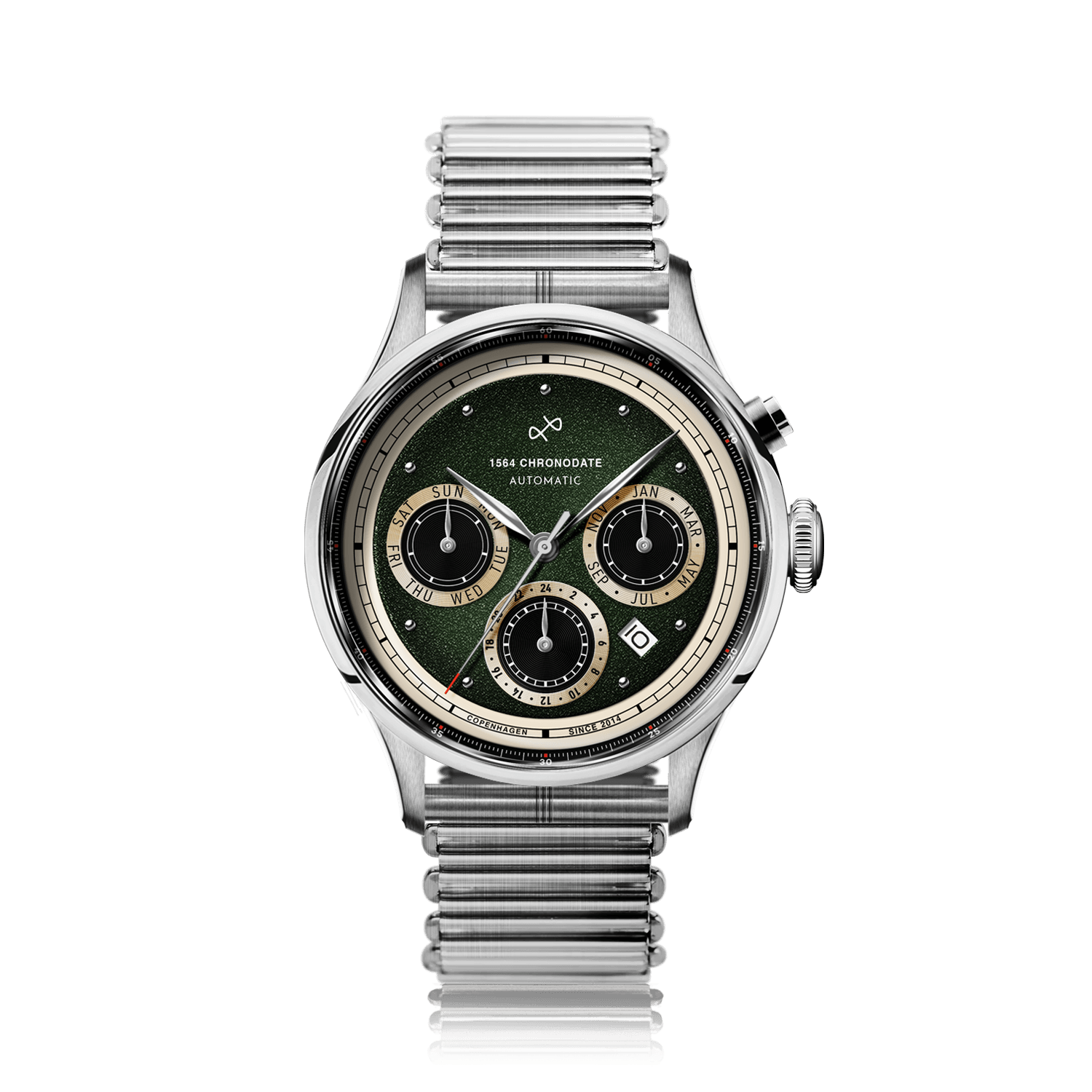 1564 Chronodate Automatic, Steel / Garnish Green