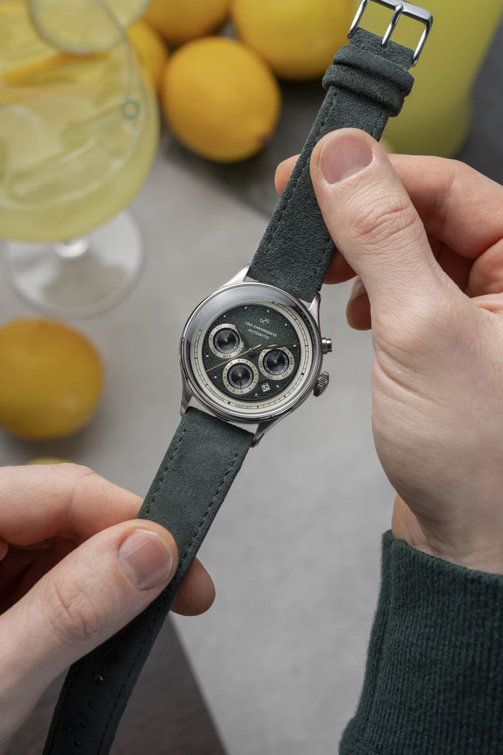1564 Chronodate Automatic, Steel / Green