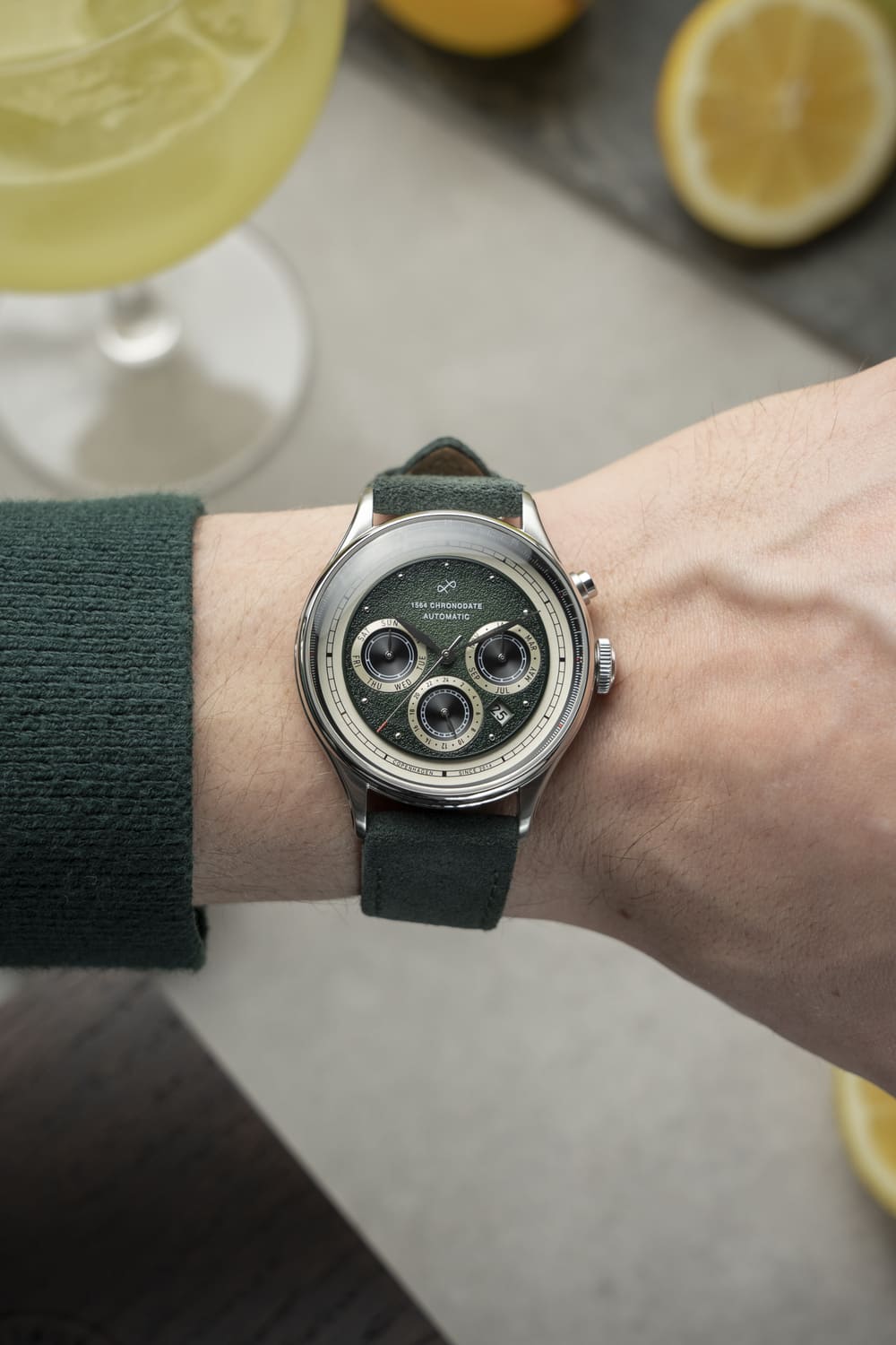 1564 Chronodate Automatic, Steel / Green