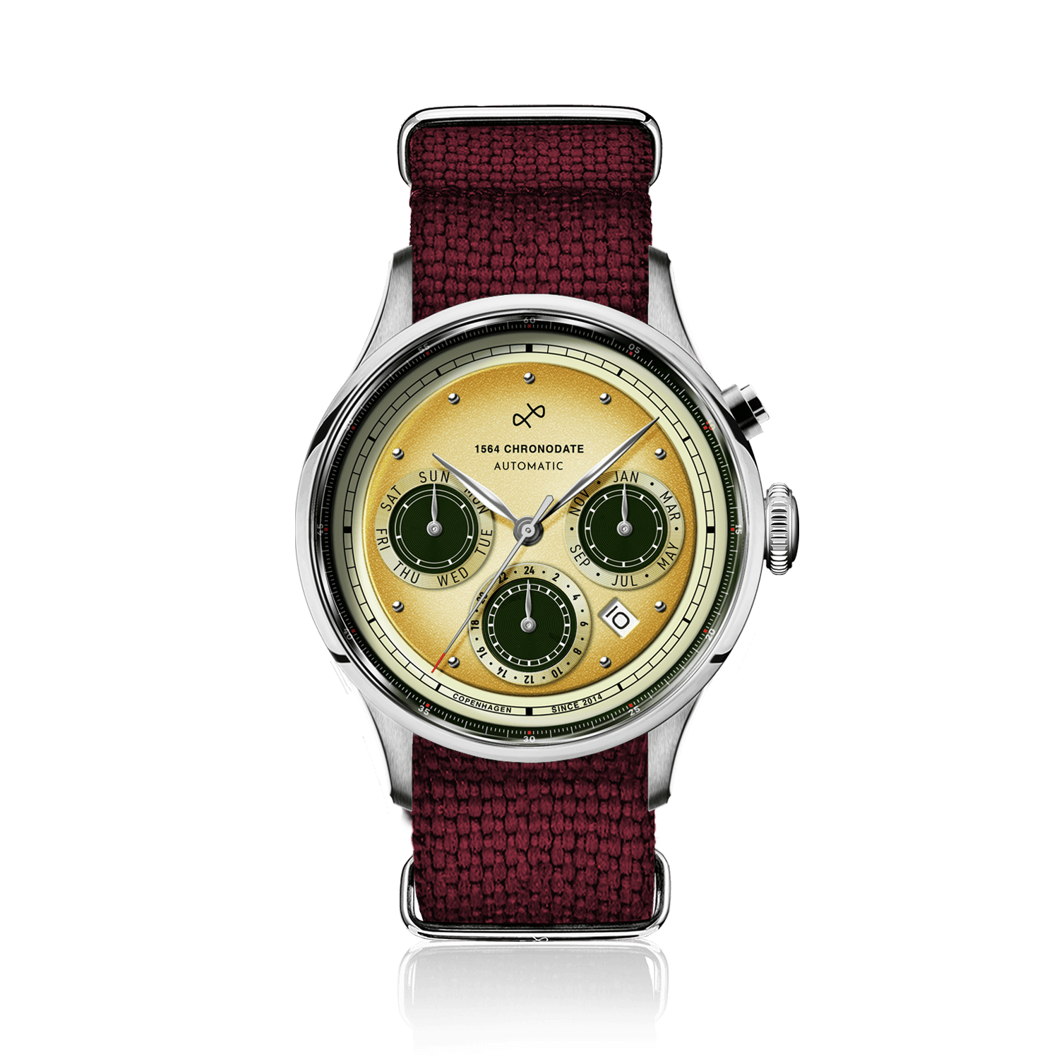 1564 Chronodate Automatic, Steel / Limoncello