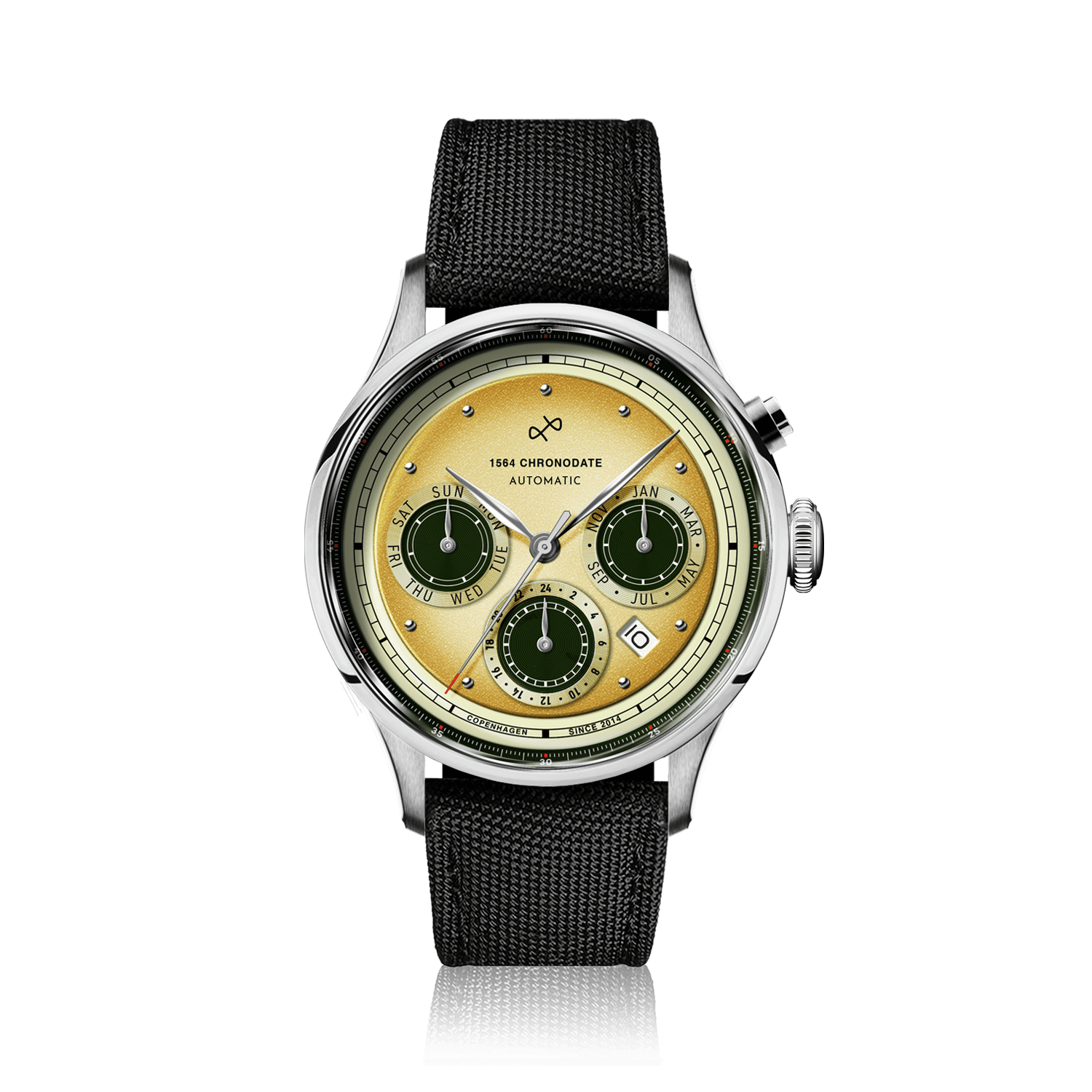 1564 Chronodate Automatic, Steel / Limoncello