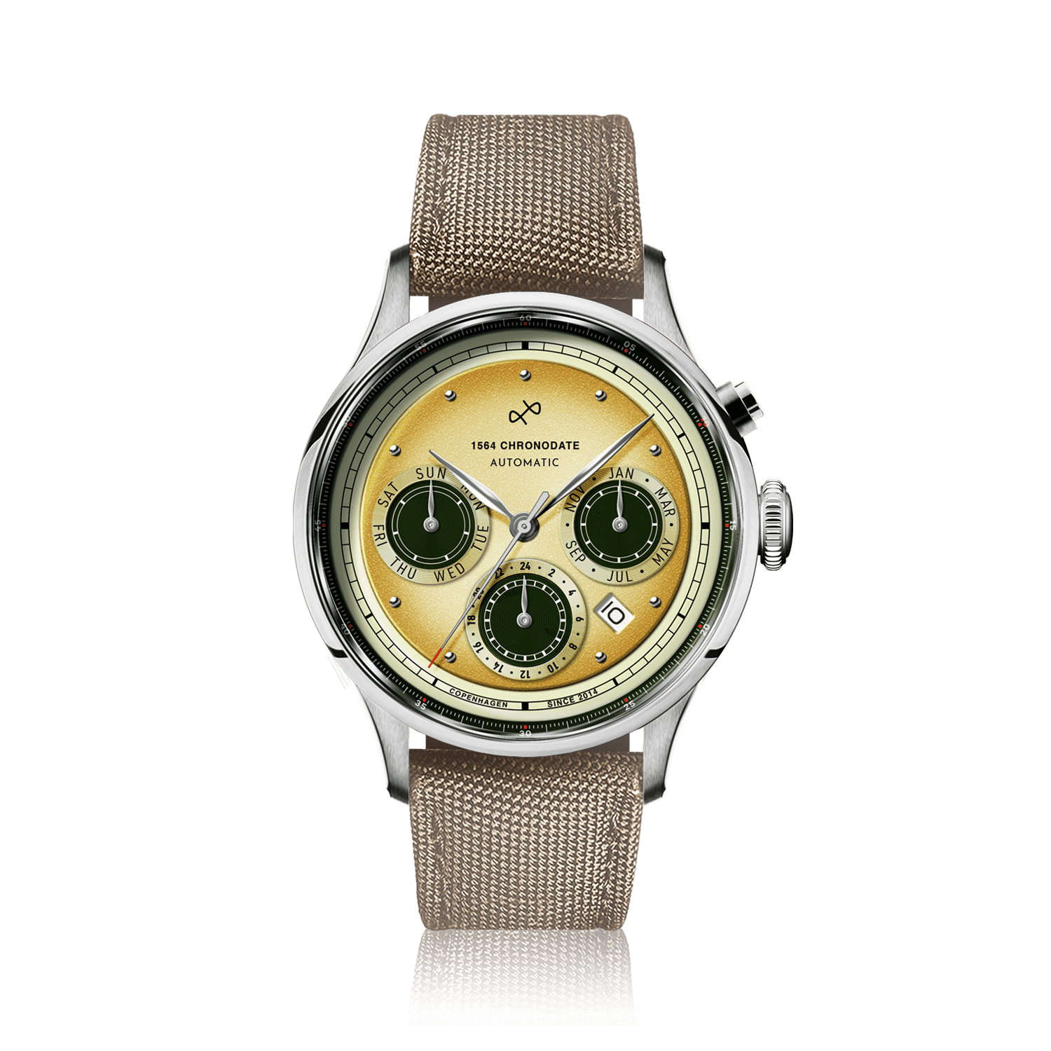 1564 Chronodate Automatic, Steel / Limoncello