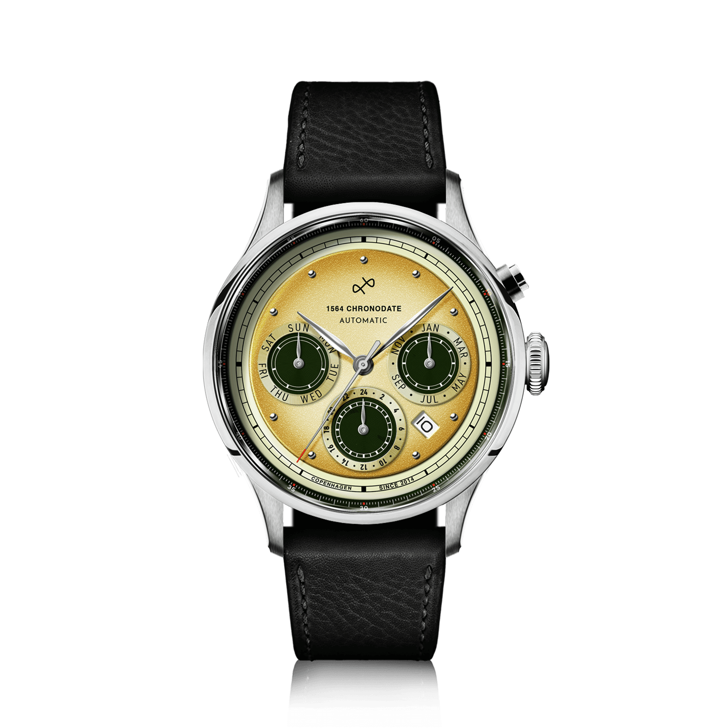 1564 Chronodate Automatic, Steel / Limoncello