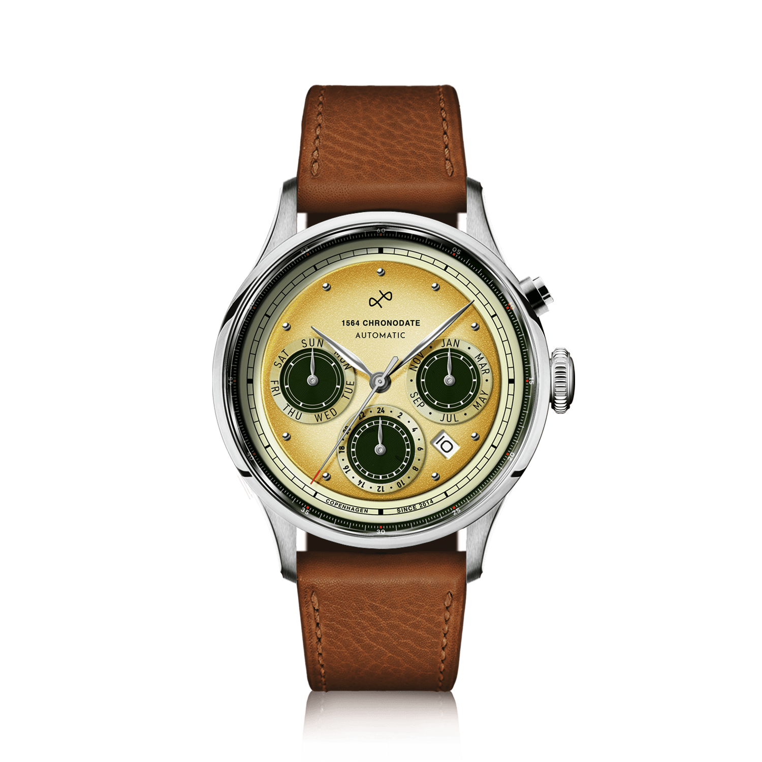 1564 Chronodate Automatic, Steel / Limoncello