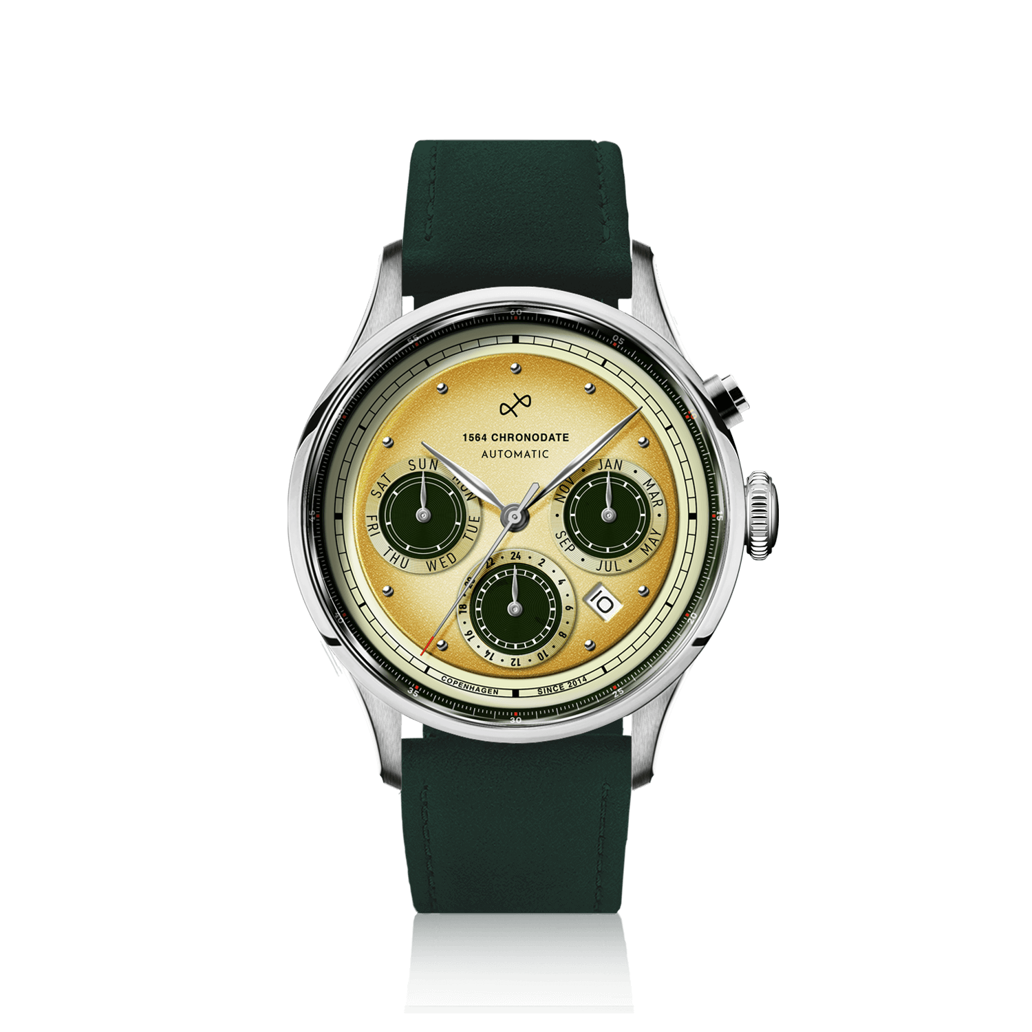 1564 Chronodate Automatic, Steel / Limoncello