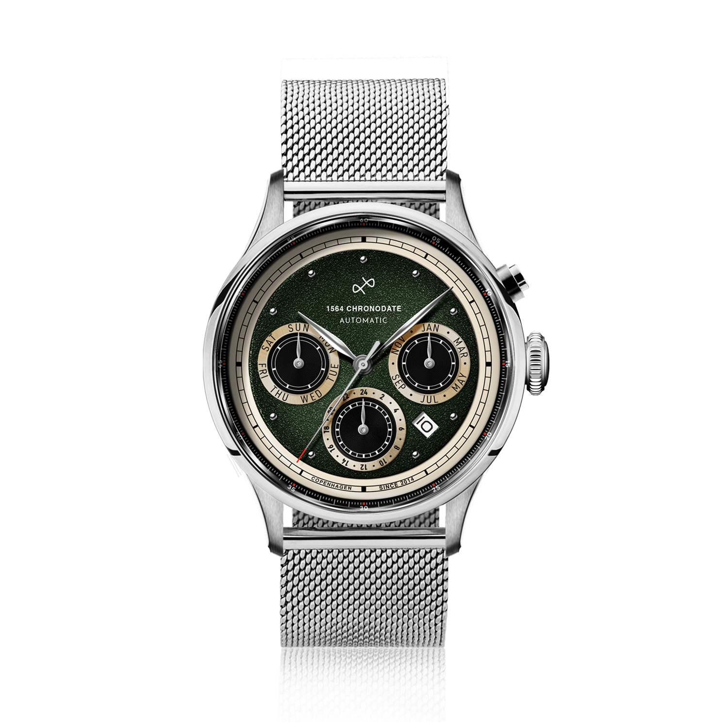 1564 Chronodate Automatic, Steel / Garnish Green
