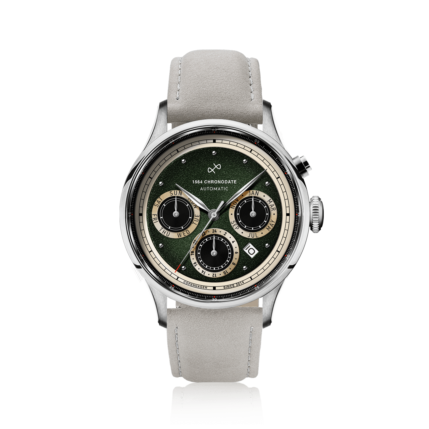 1564 Chronodate Automatic, Steel / Garnish Green
