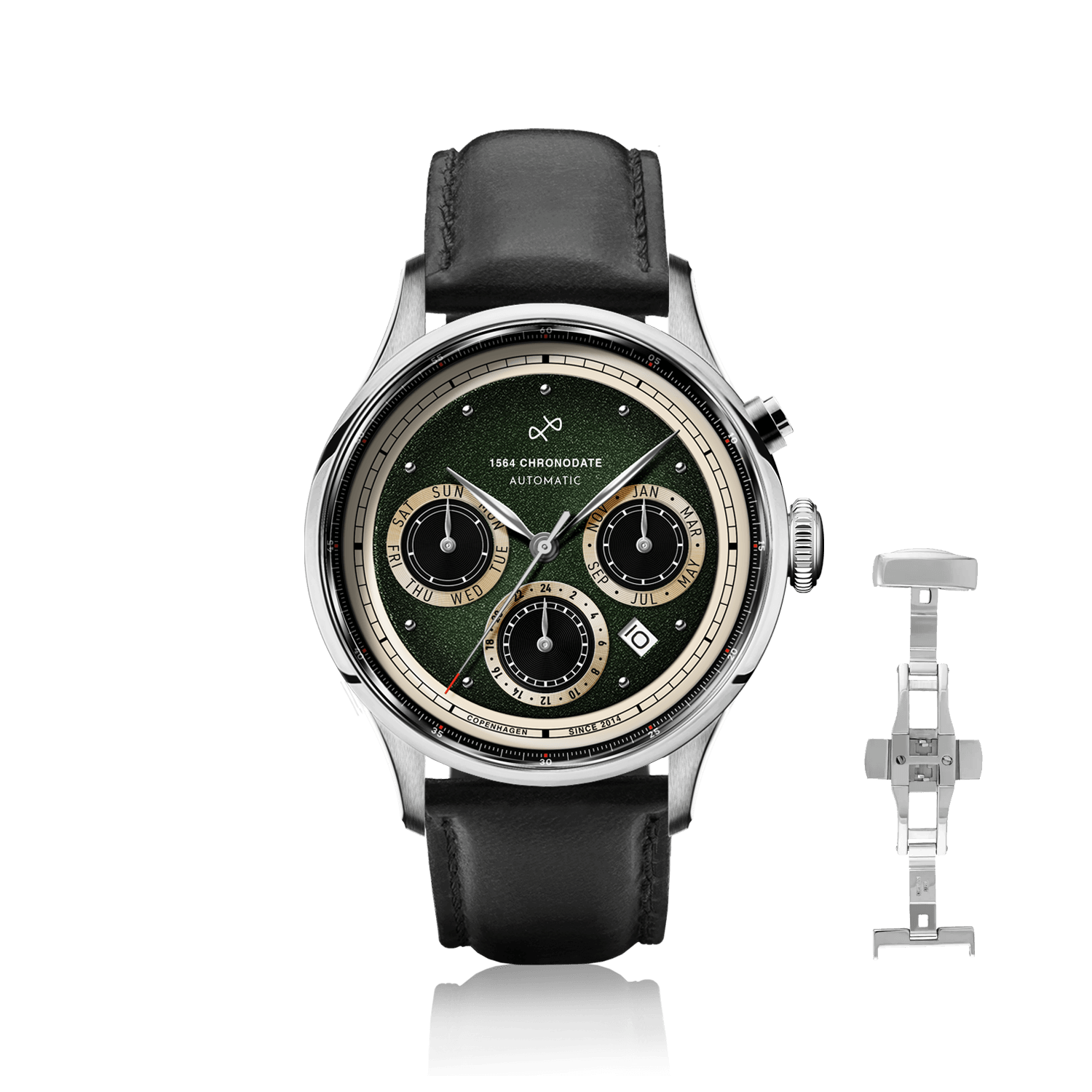 1564 Chronodate Automatic, Steel / Garnish Green
