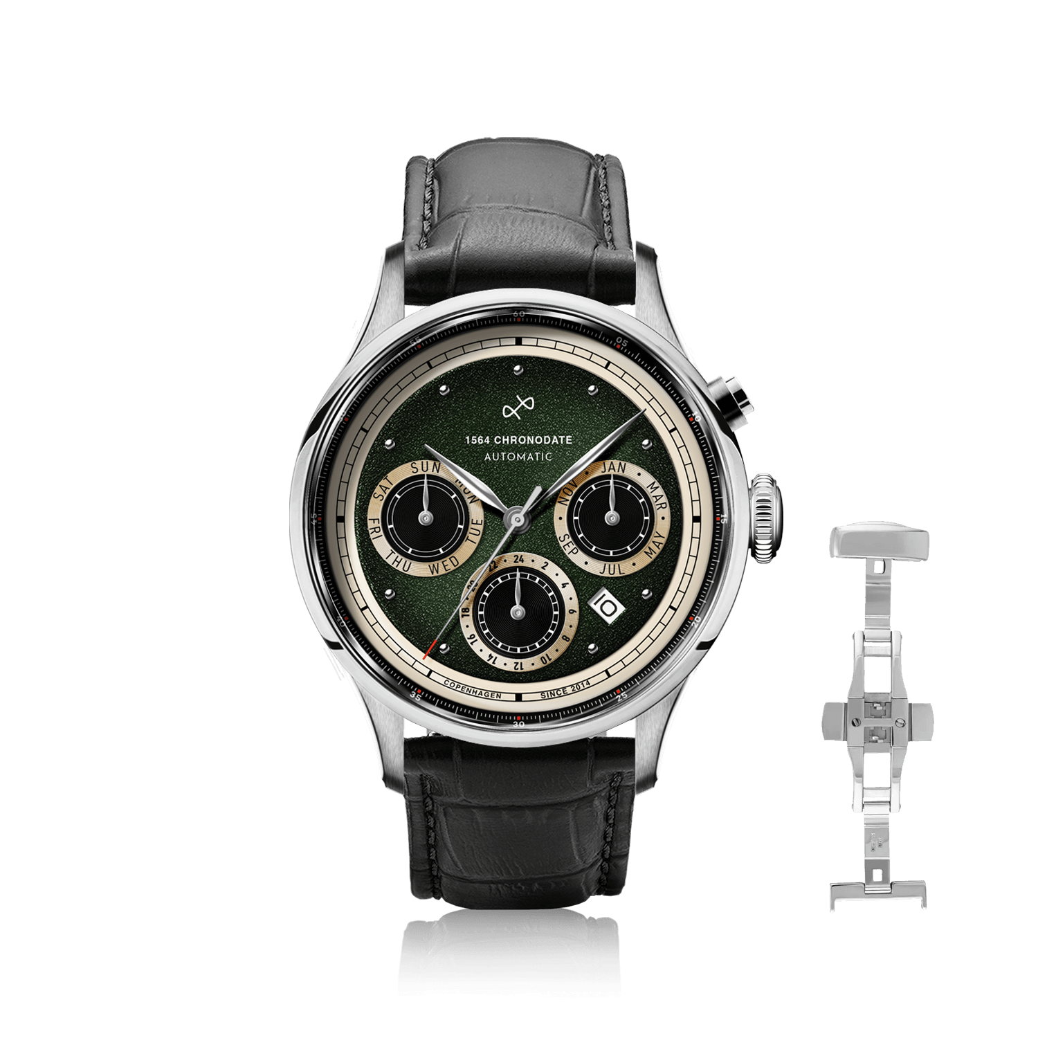 1564 Chronodate Automatic, Steel / Garnish Green