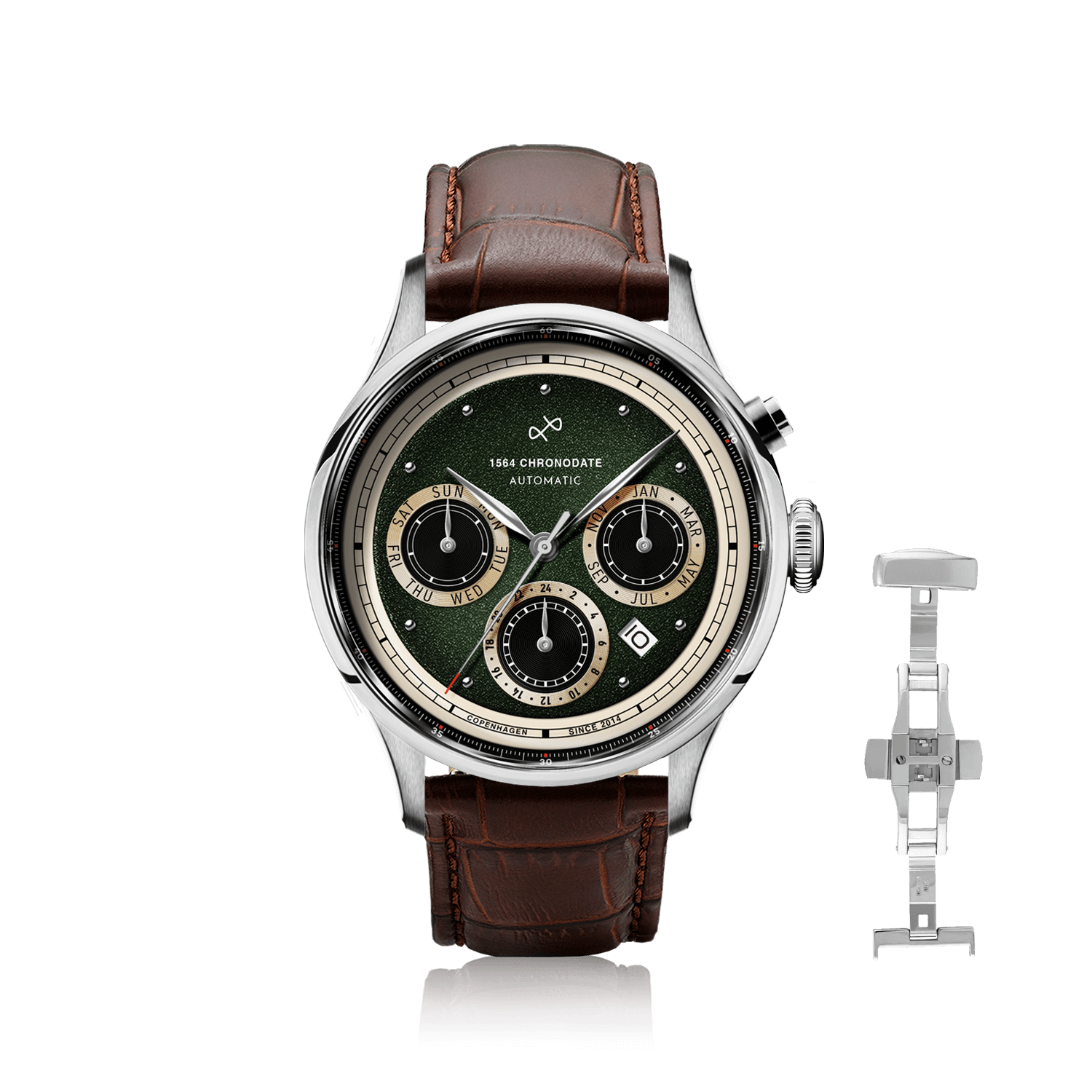 1564 Chronodate Automatic, Steel / Garnish Green