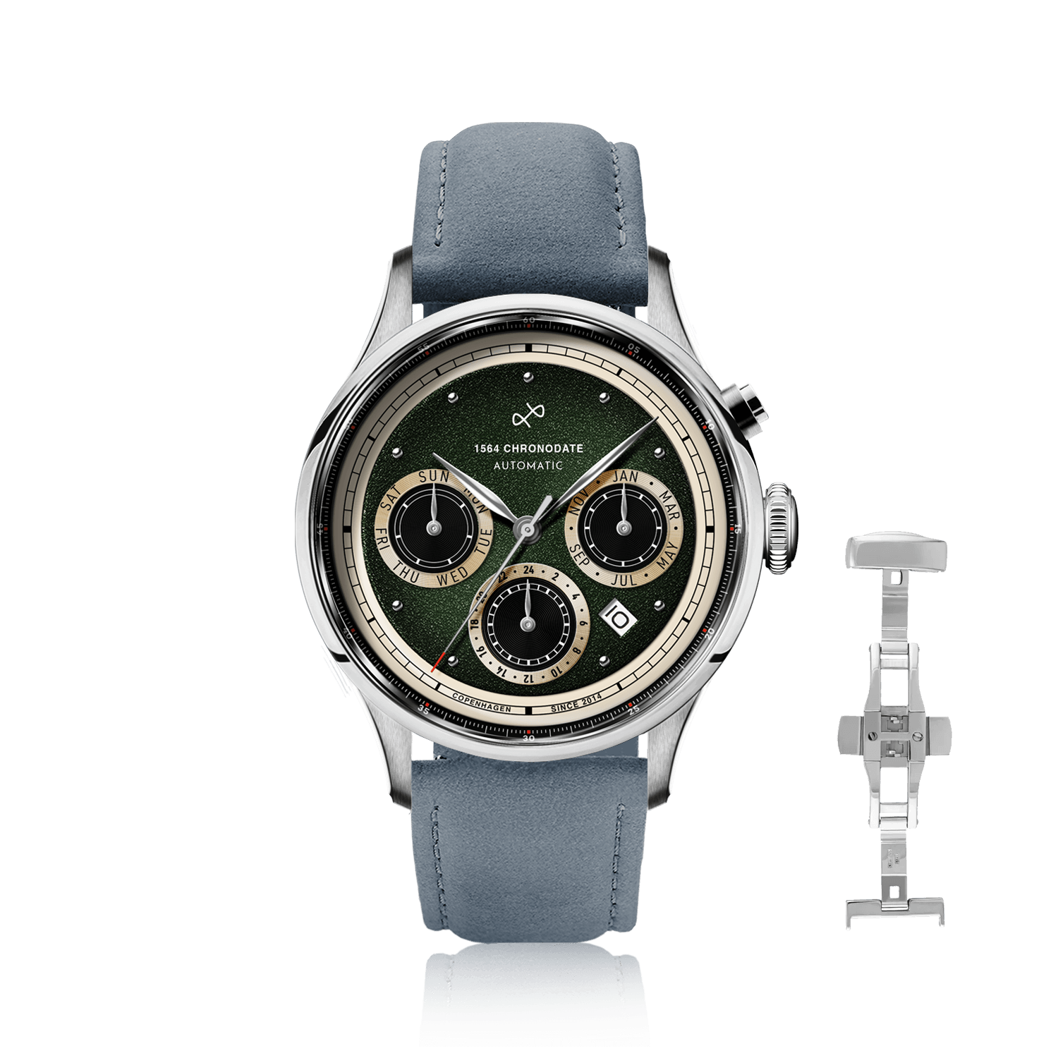 1564 Chronodate Automatic, Steel / Garnish Green