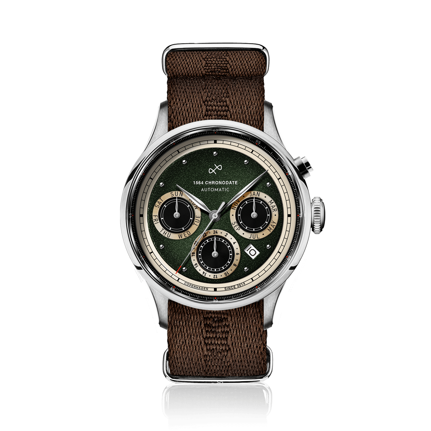 1564 Chronodate Automatic, Steel / Garnish Green