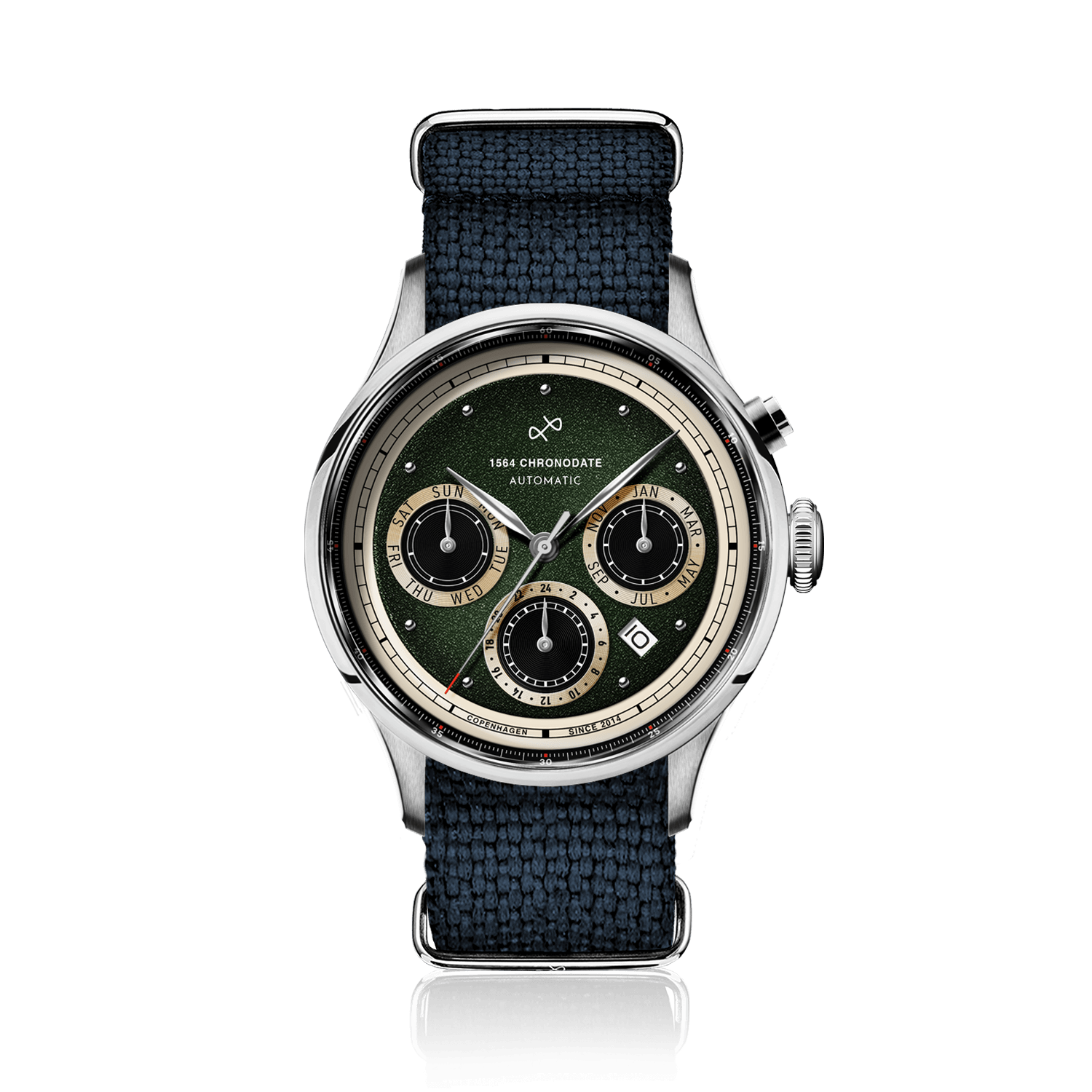 1564 Chronodate Automatic, Steel / Garnish Green