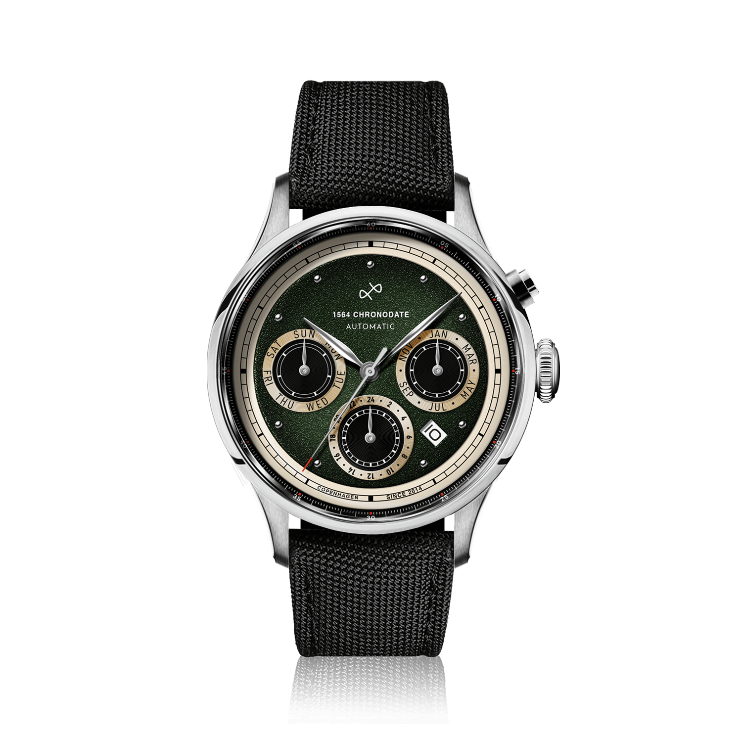 1564 Chronodate Automatic, Steel / Garnish Green