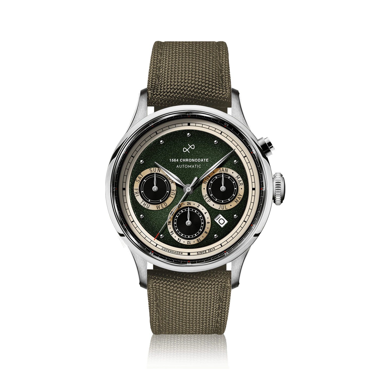 1564 Chronodate Automatic, Steel / Garnish Green