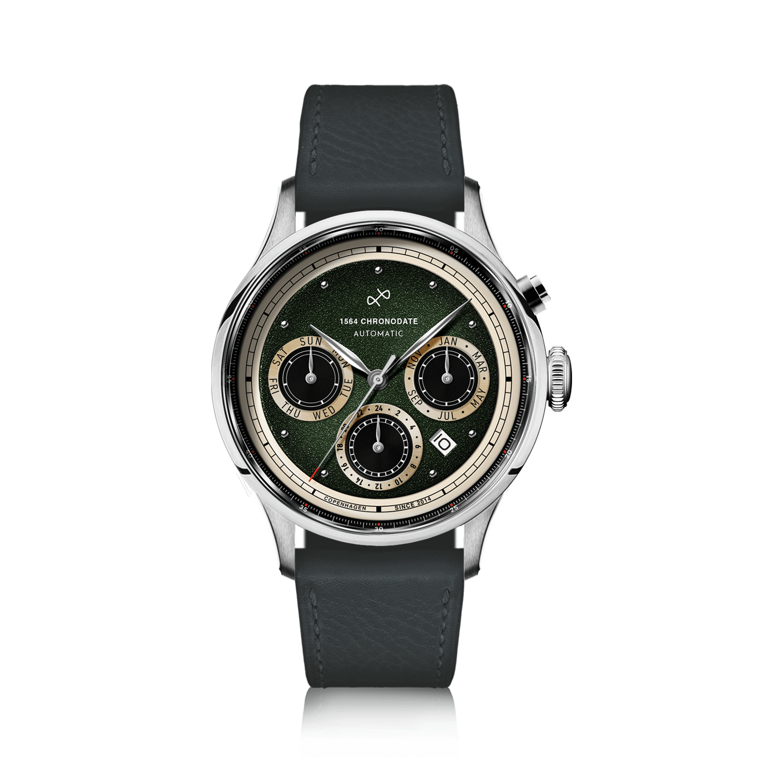 1564 Chronodate Automatic, Steel / Garnish Green