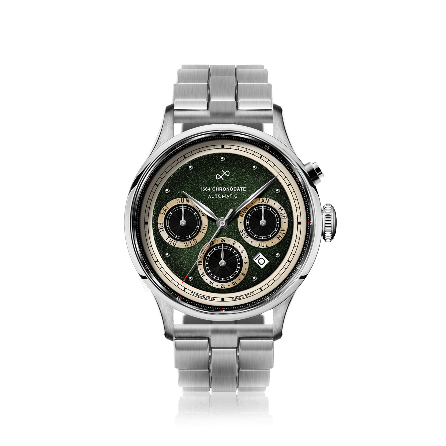 1564 Chronodate Automatic, Steel / Garnish Green