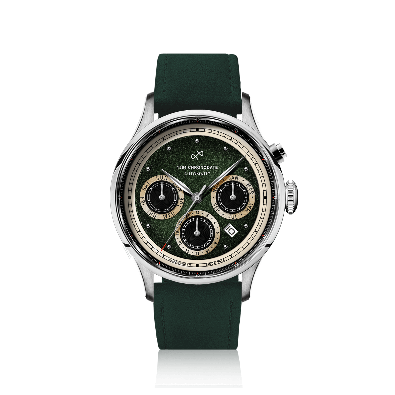 1564 Chronodate Automatic, Steel / Garnish Green