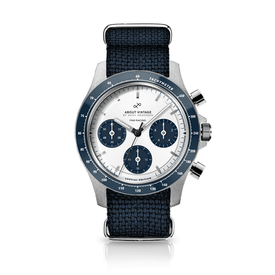 1960 Racing Chronograph, Steel / Navy & White